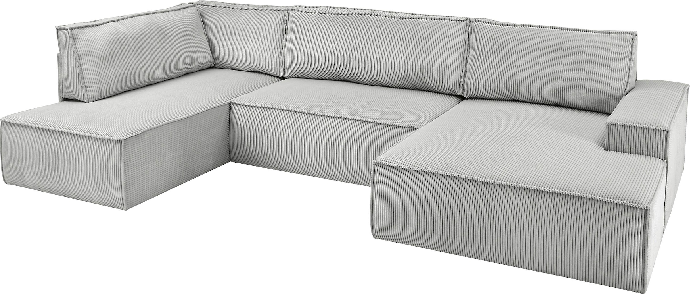 Home affaire Wohnlandschaft »SHERWOOD 329 cm, U-Form, Schlafsofa,«, Schlaffunktion m. Bettkasten (194x139 cm), Cord, Vintage, Samtvelours