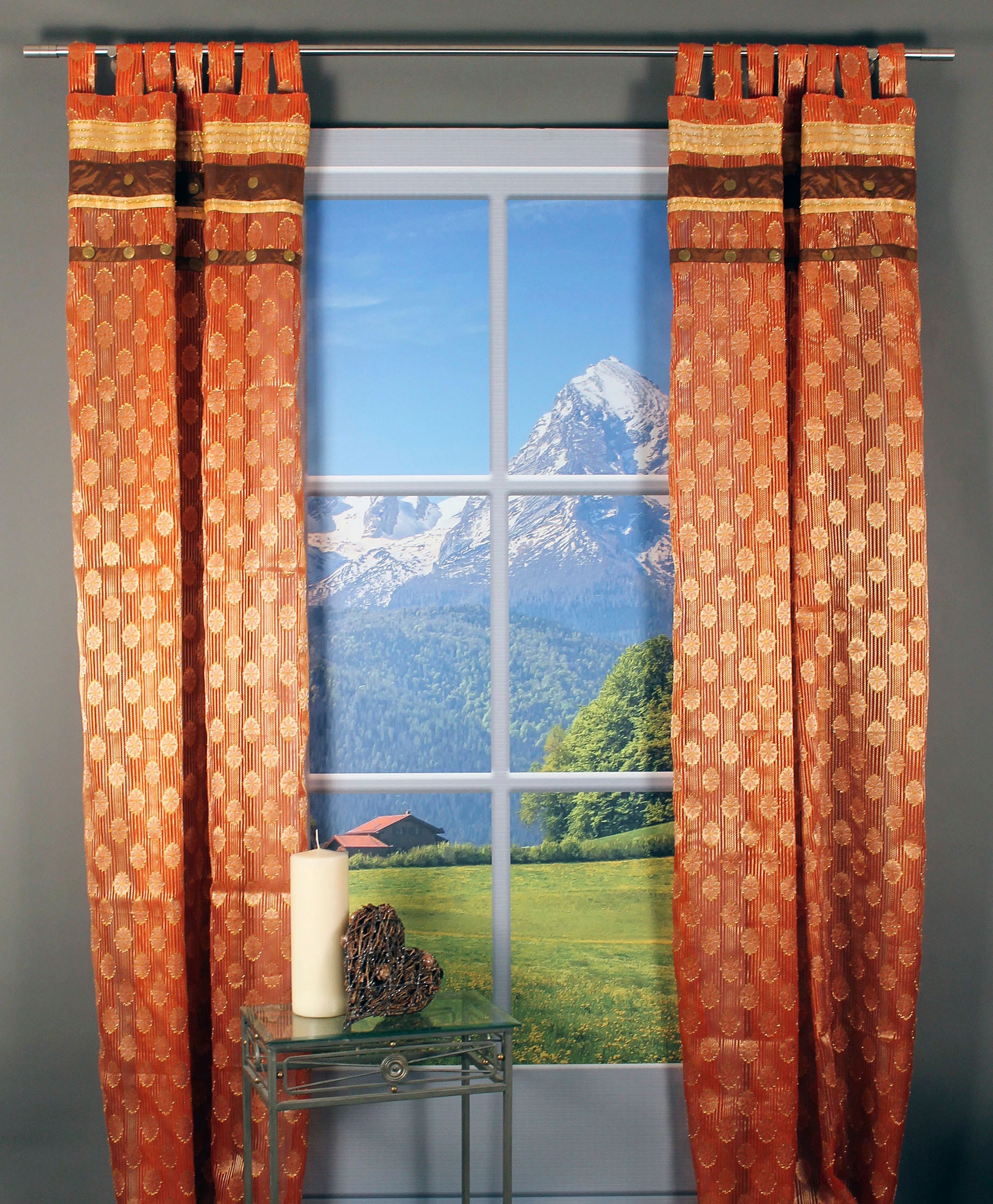 Image of HOSSNER - ART OF HOME DECO Gardine "Arnisee" Schlaufen 1 Stk. tlg. Schlaufenschal mit Dekokante