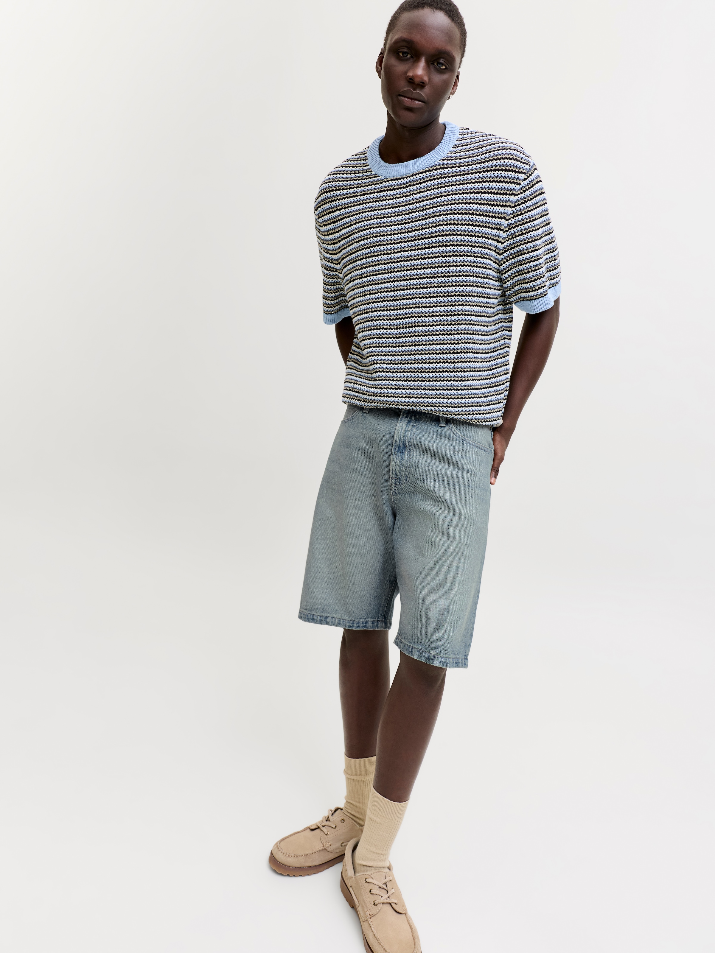 Jack & Jones Short en jean »JJIALEX JJCREW SHORTS AT 249 ST LN« coton, baggy fit