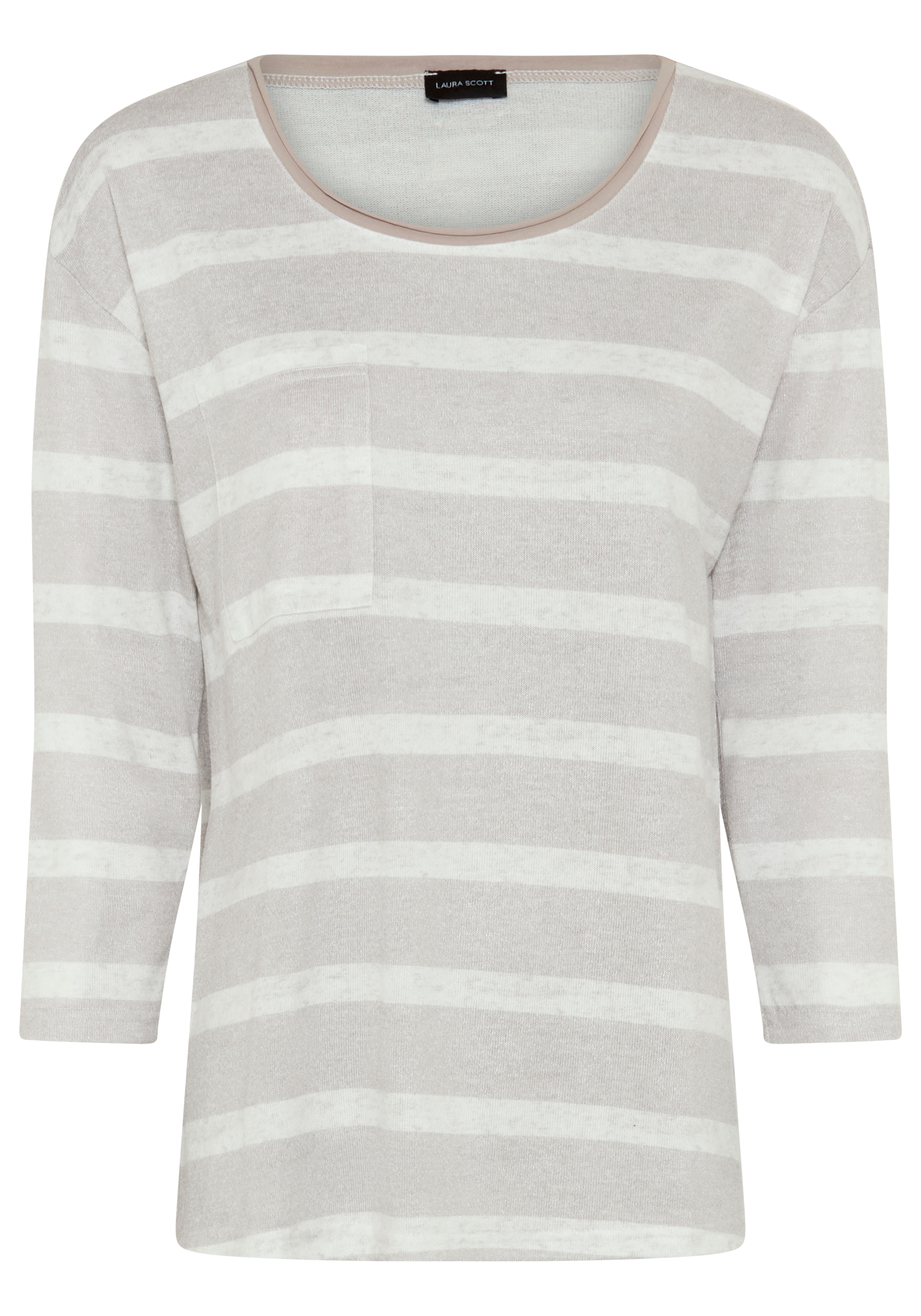 Laura Scott Pull à rayures leichter Übergangspullover mit seitlichem Schlitz und Tasche