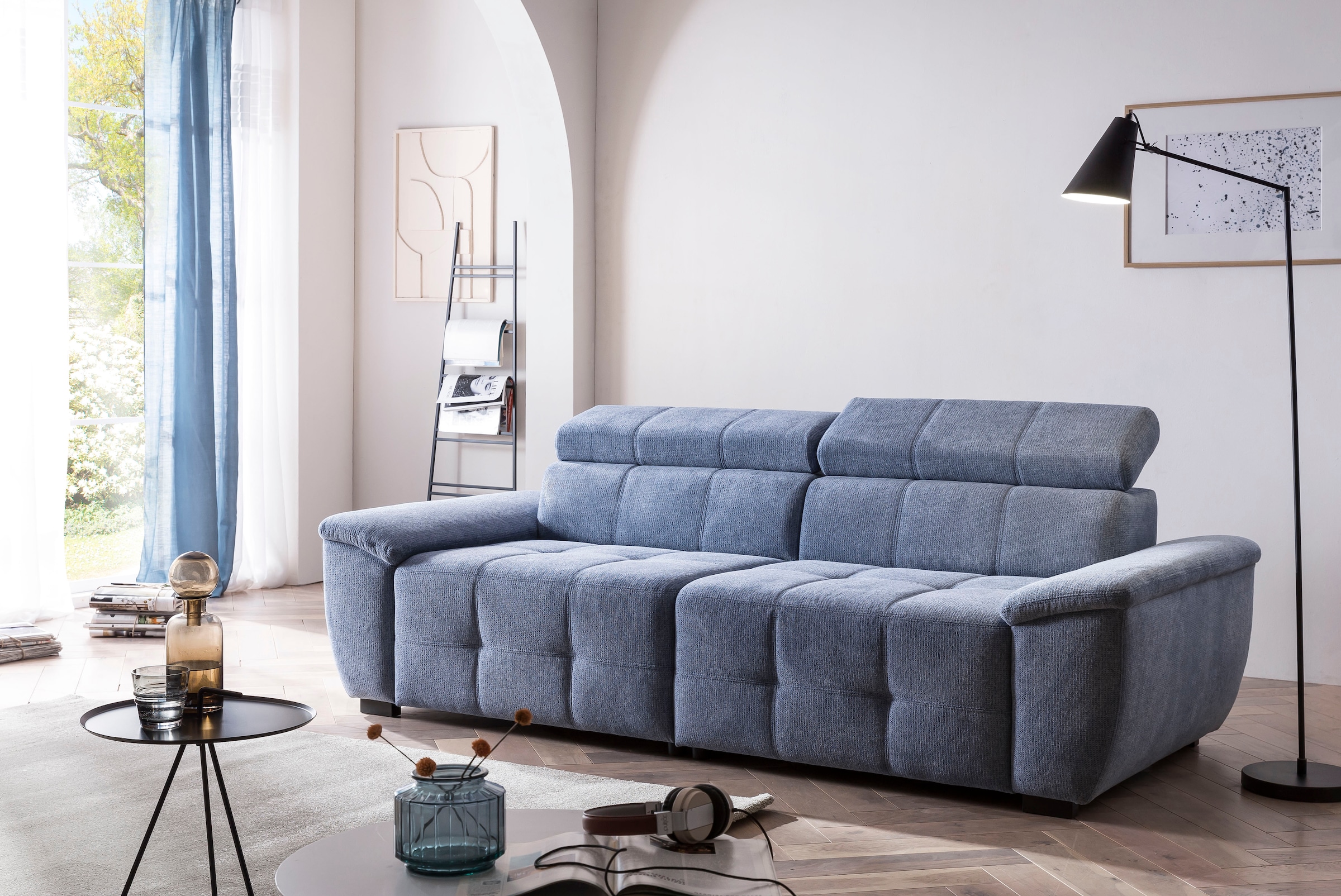exxpo - sofa fashion Big-Sofa »Exxpo MAVERICK, weicher Bezugstoff, hoher Sitzkomfort« inkl. verstellbare Kopfstützen, aufwendige Detailverarbeitung
