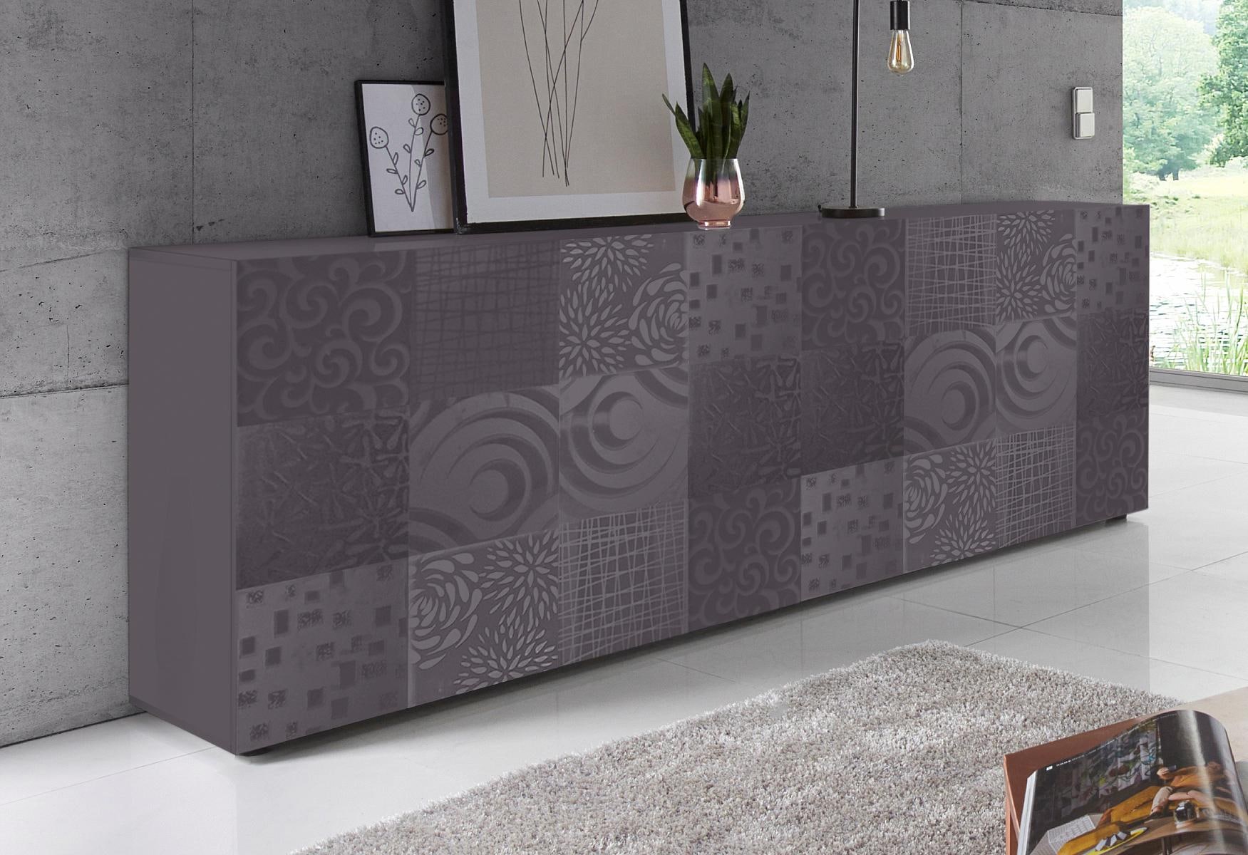 INOSIGN Sideboard »Miro«, Breite 241 cm mit dekorativem Siebdruck