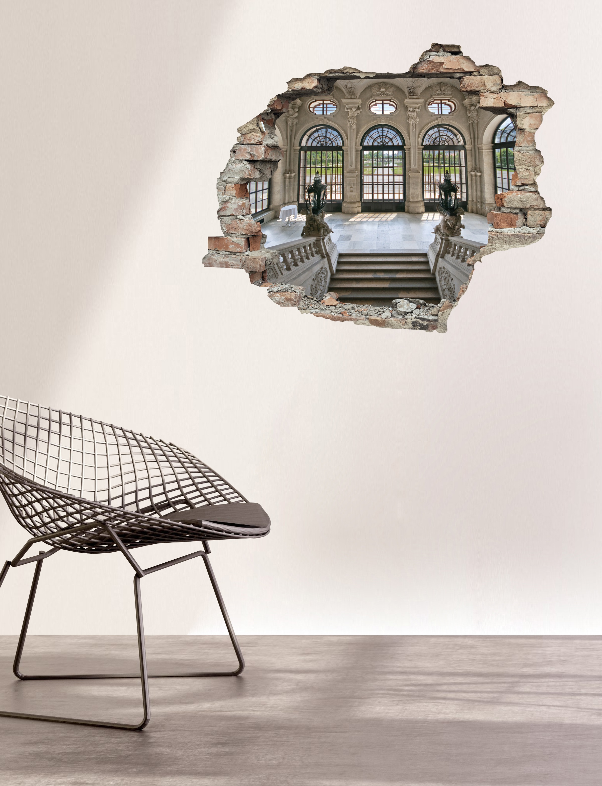 queence Wandtattoo »Treppe« Wandsticker, Wandbild, selbstklebend, 3D, Wanddurchbruch