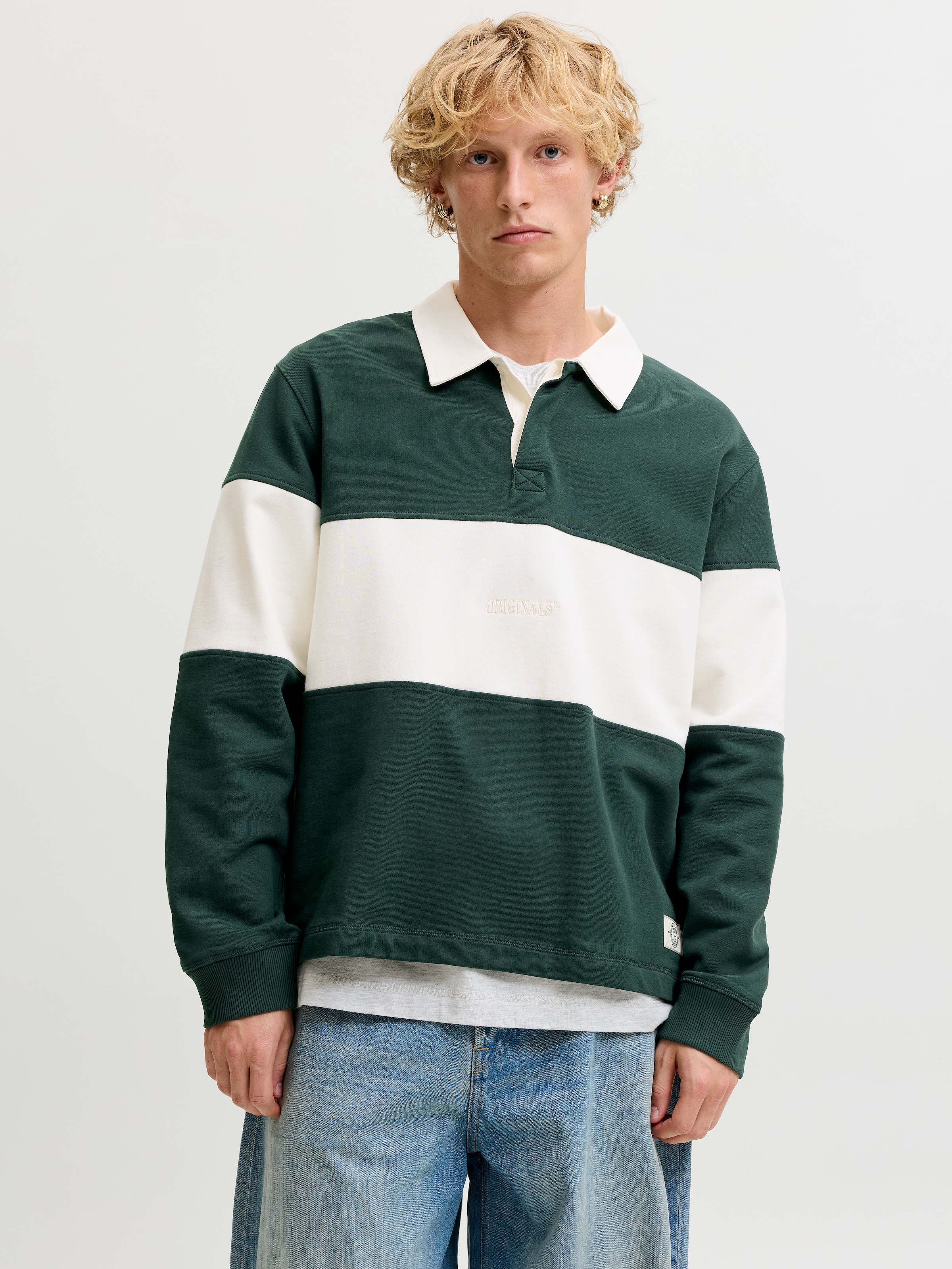 Image of Jack & Jones Sweatshirt "JORFREDERIKSBERG BLOCKING SWEAT POLO SN", Baumwolle, relaxed fit