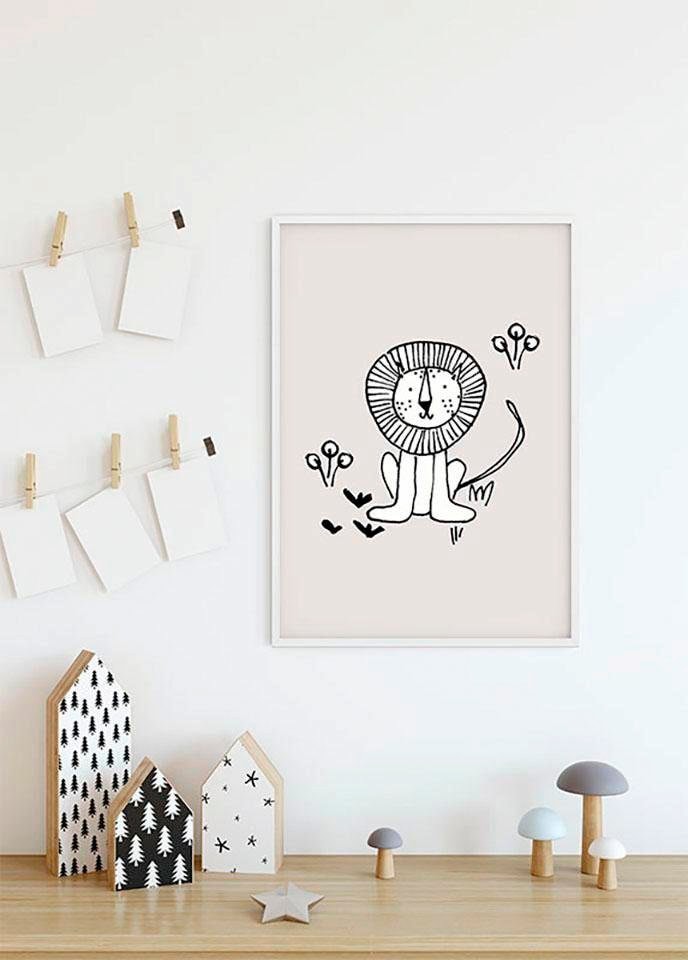 Komar Poster »Scribble Lion«, Tiere, (1 St.), Kinderzimmer, Schlafzimmer,  Wohnzimmer