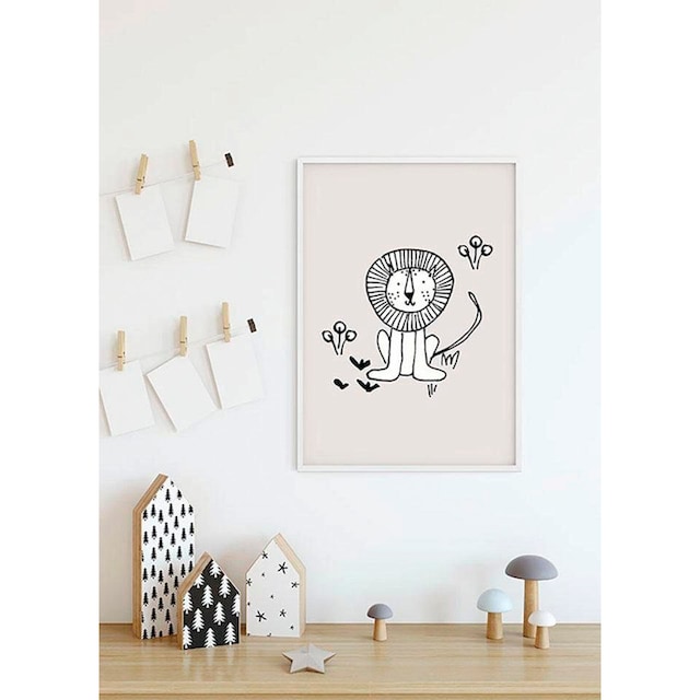 Komar Poster »Scribble Lion«, Tiere, (1 St.), Kinderzimmer, Schlafzimmer,  Wohnzimmer