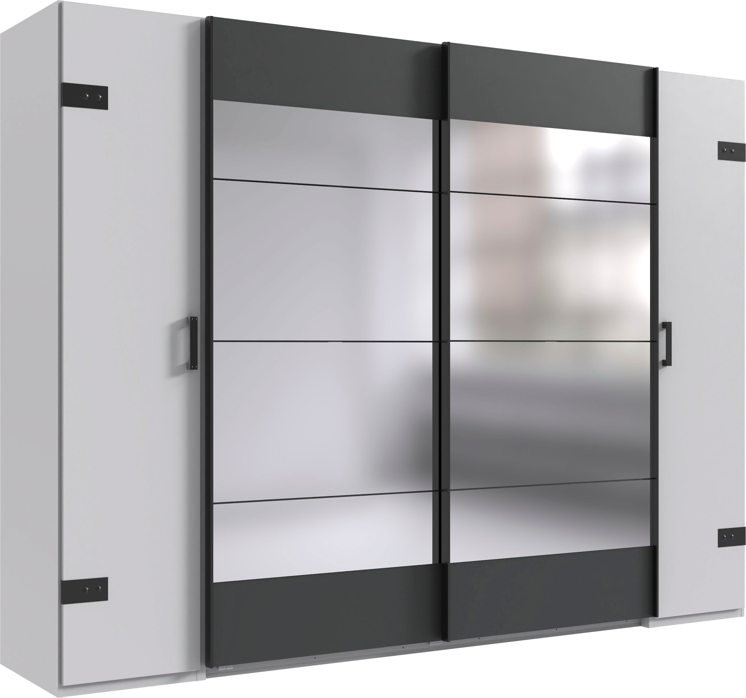 Image of Wimex Schwebetürenschrank "Stockholm, Schlafzimmerschrank mit Industrial-Look, rustikale Optik" Kleiderschrank mit Spiegel BESTSELLER Schrank Garderobe