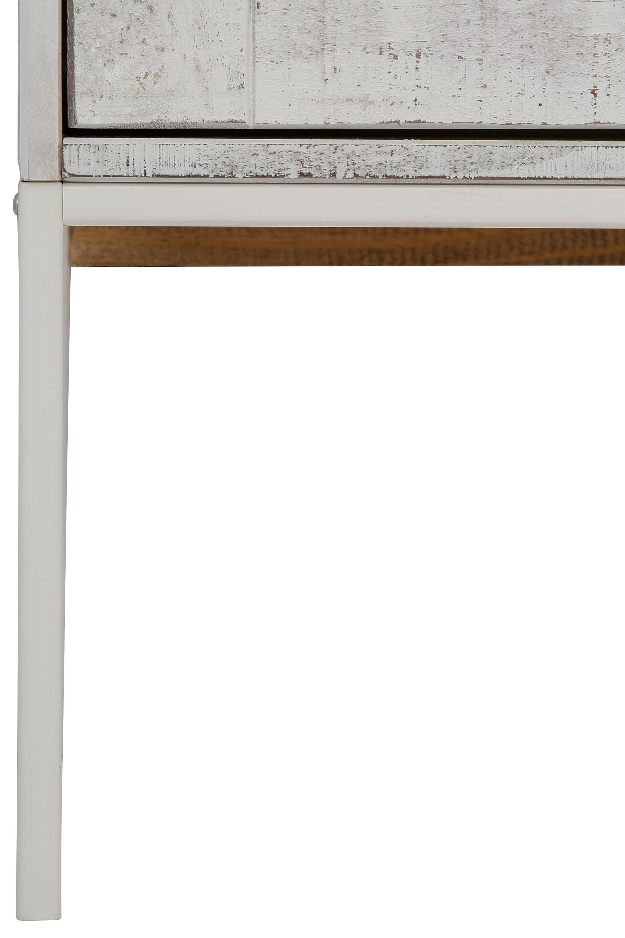 Home affaire Sideboard »Freya«, mit 2 Holztüren, Glastür, Metallgriffen, aus Massivholz, Breite 130 cm