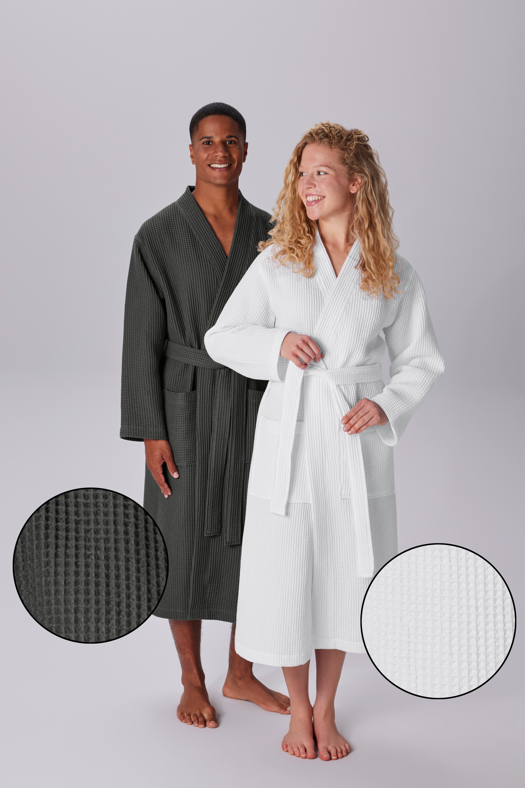 Image of GOODproduct Unisex-Bademantel "Inga, Waffelpiqué, leicht, ideal für Sauna & Spa, Hotelbademantel" 1 Stk. kleines Packmass, Taschen, Damen & Herren, S-3XL, Morgenmantel