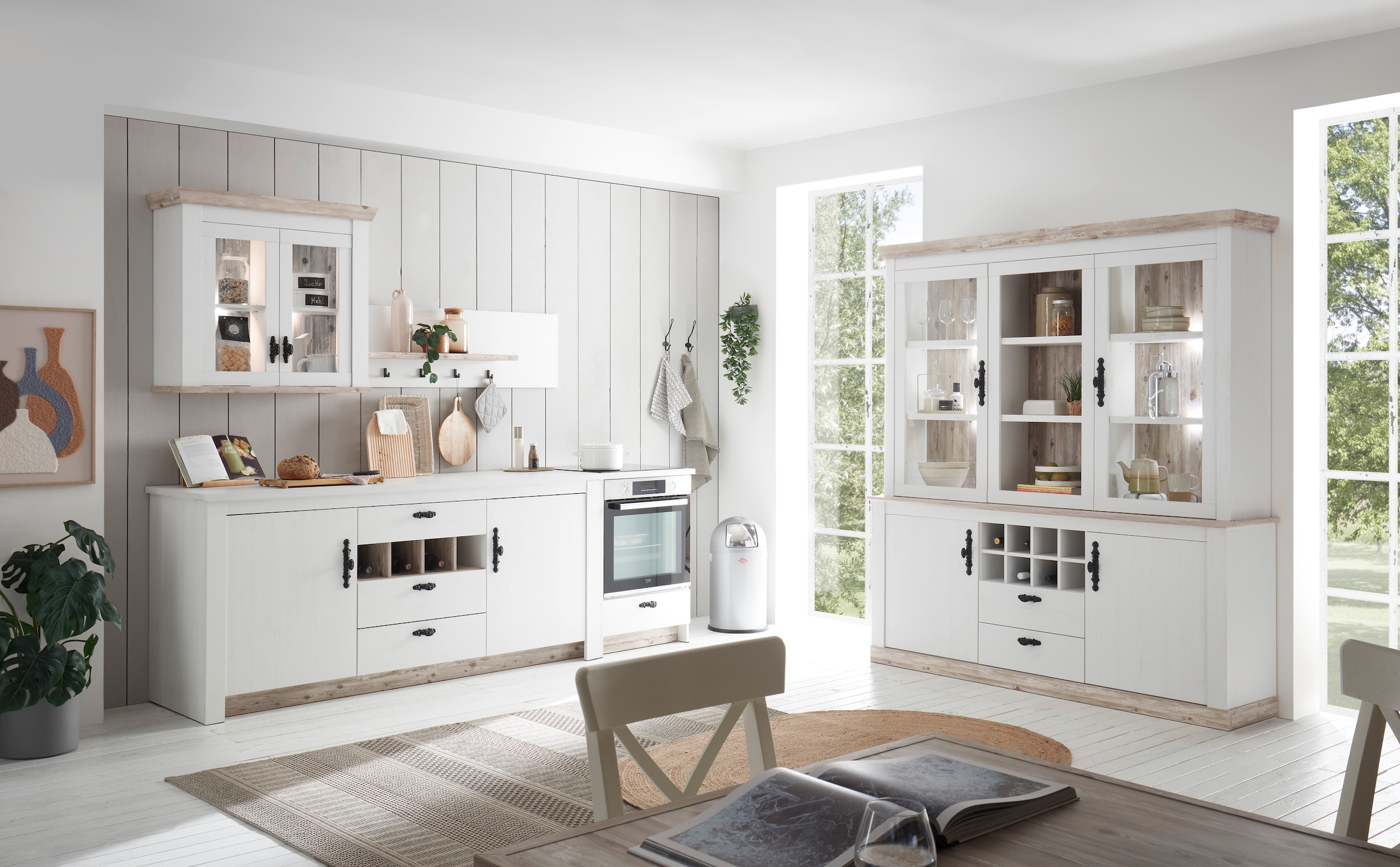 Home affaire Küchenregal »Florenz, Wandboard in Pinie Weiss, Hängeregal, Wandregal«, im Landhausstil, Breite 130 cm, 28 mm starker Ablageboden