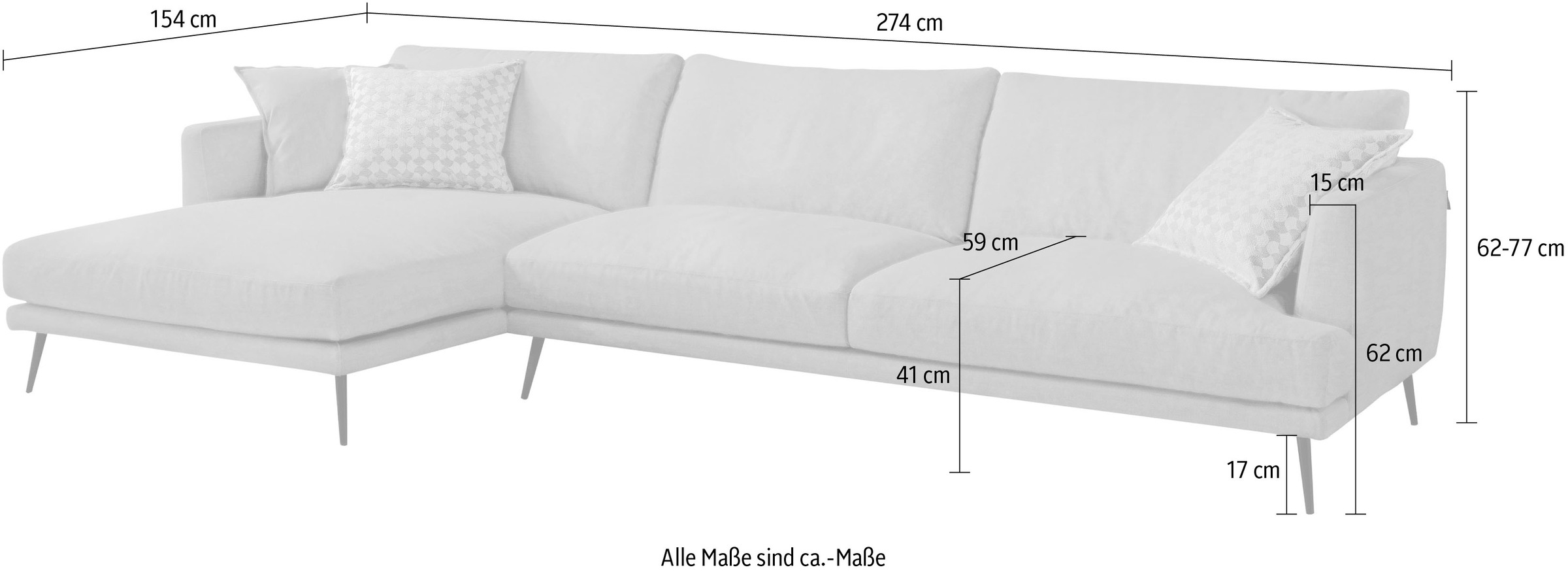 Egoitaliano Ecksofa »Sophia, Designsofa mit extrakomfortablem Sitzkomfort«, mit Daunenfederung, L-Form