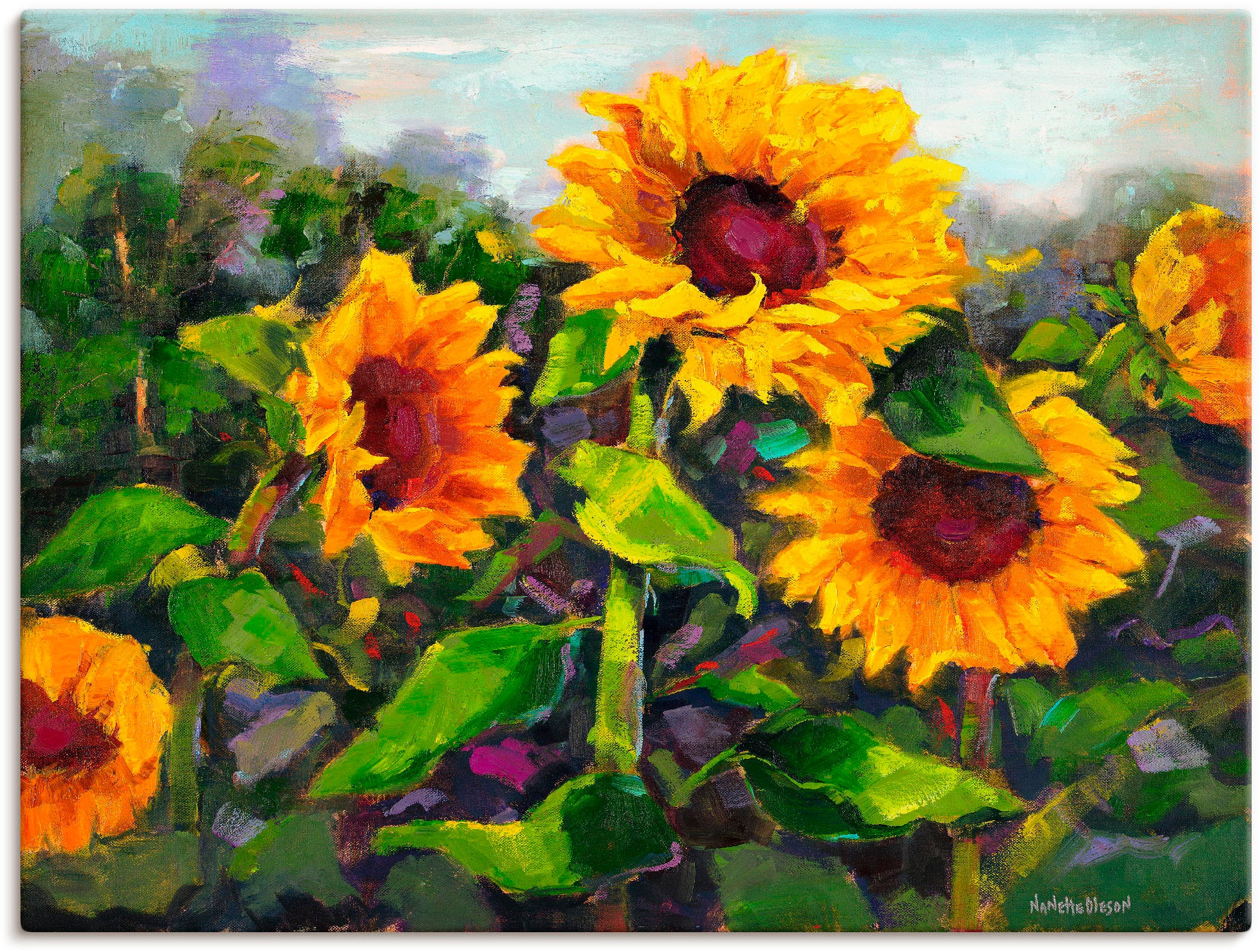 Image of Artland Leinwandbild "Das Erwachen der Sonnenblumen IV" Blumen 1 Stk. tlg. auf Holzrahmen gespannt
