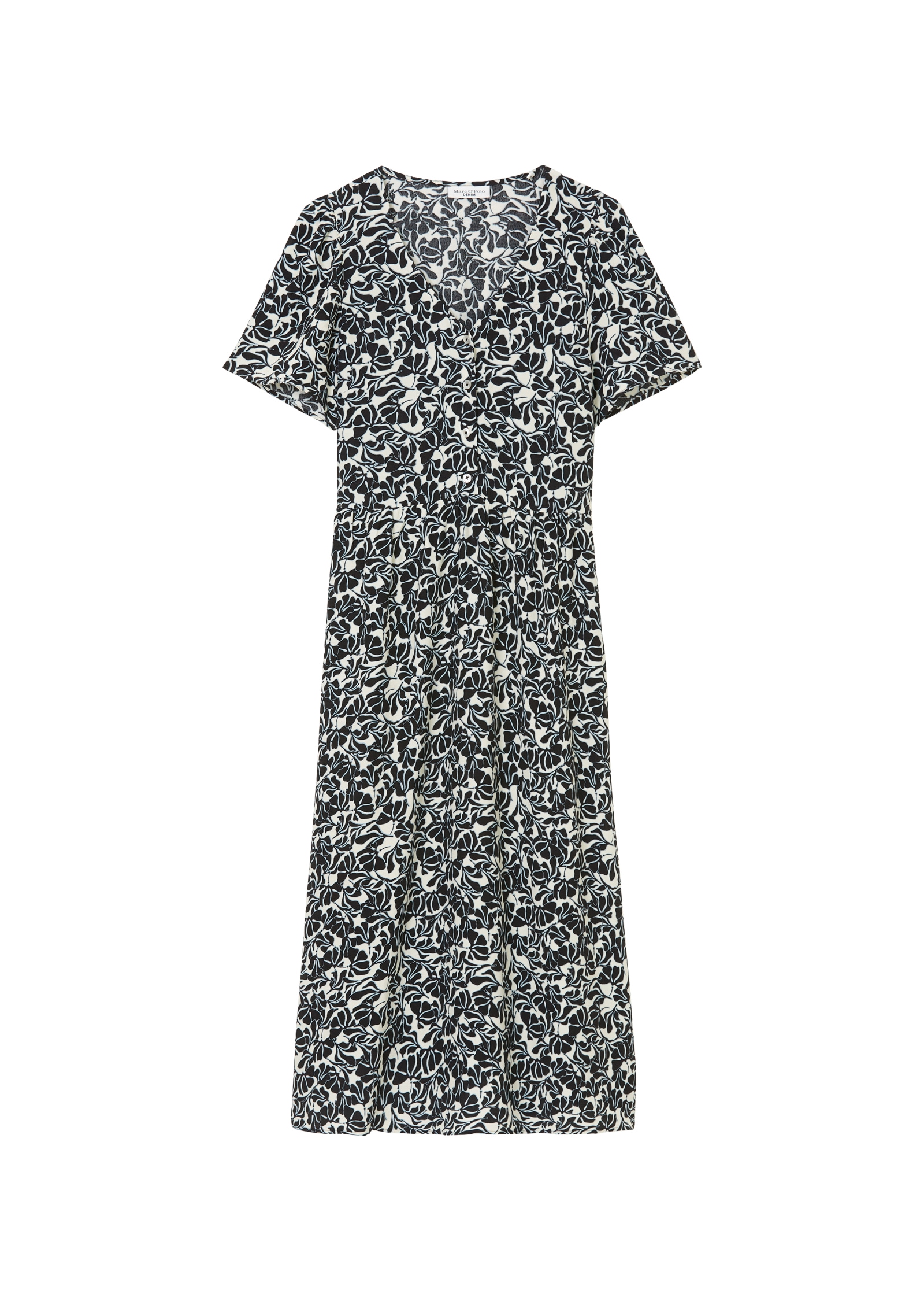 Marc O'Polo DENIM Midikleid mit elastischer Taille, aus fliessendem Viskose-Crêpe