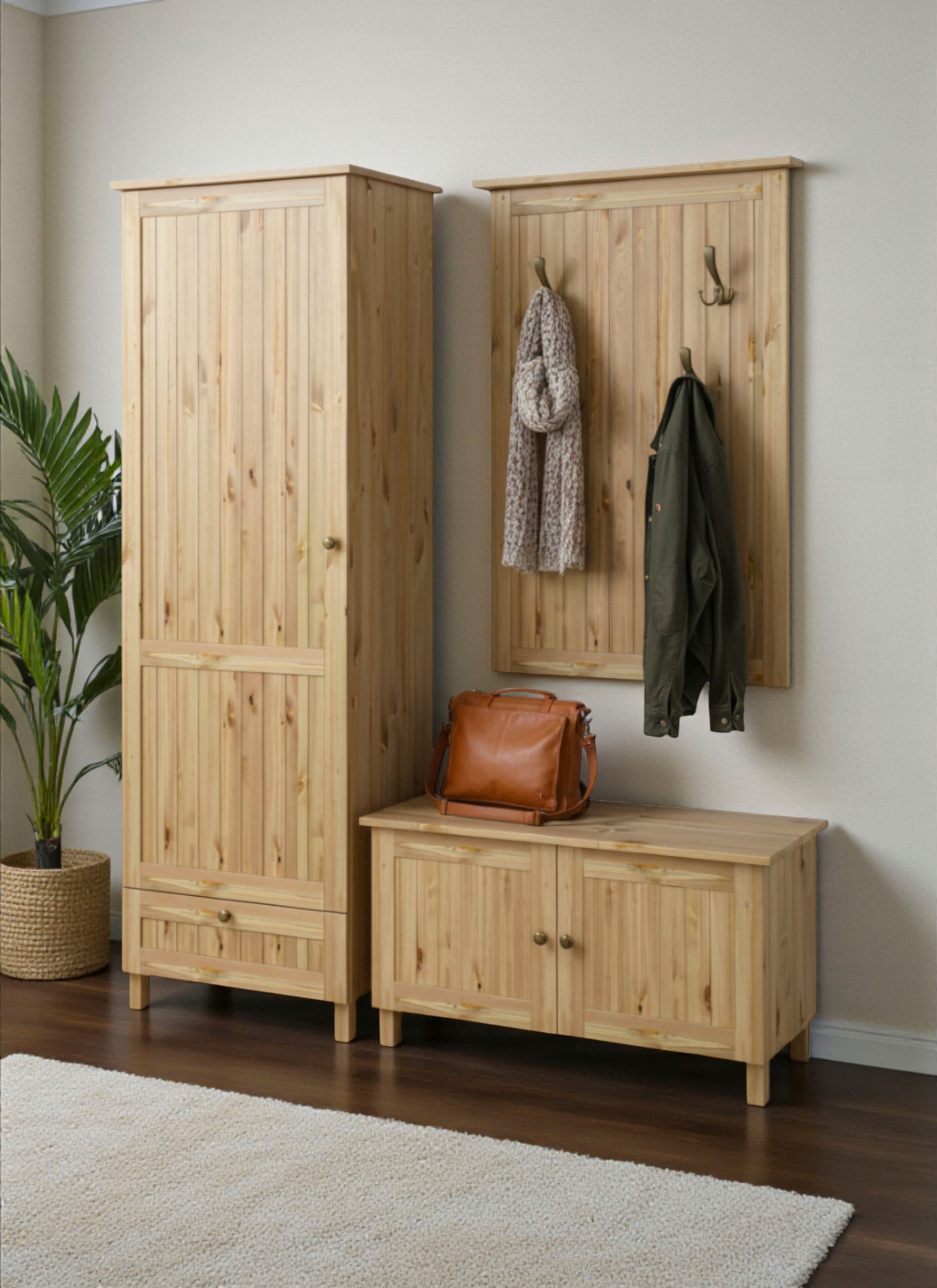 GOODproduct Garderobenschrank »Juventus« 1 Stk. tlg. aus massiver Kiefer, Breite  67cm, mit Kleiderstange