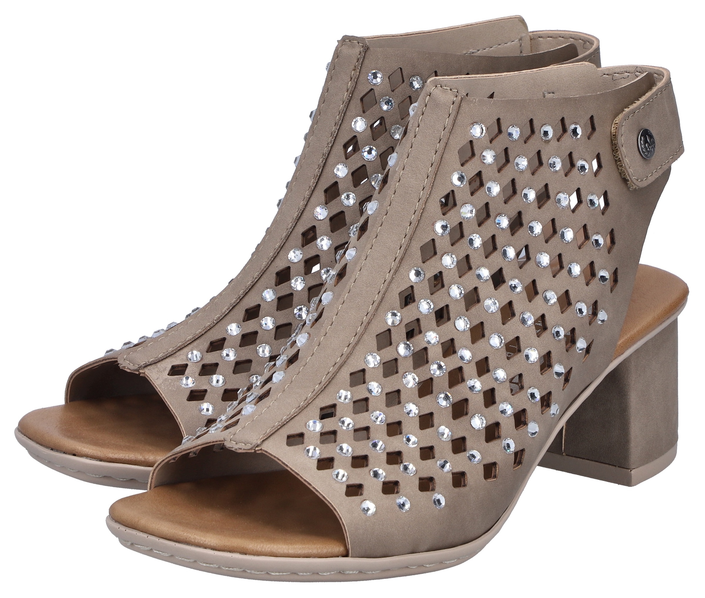 Image of Rieker Schaftsandalette Sommerschuh, Urlaubsschuh mit Klettverschluss und Glitzersteinchen