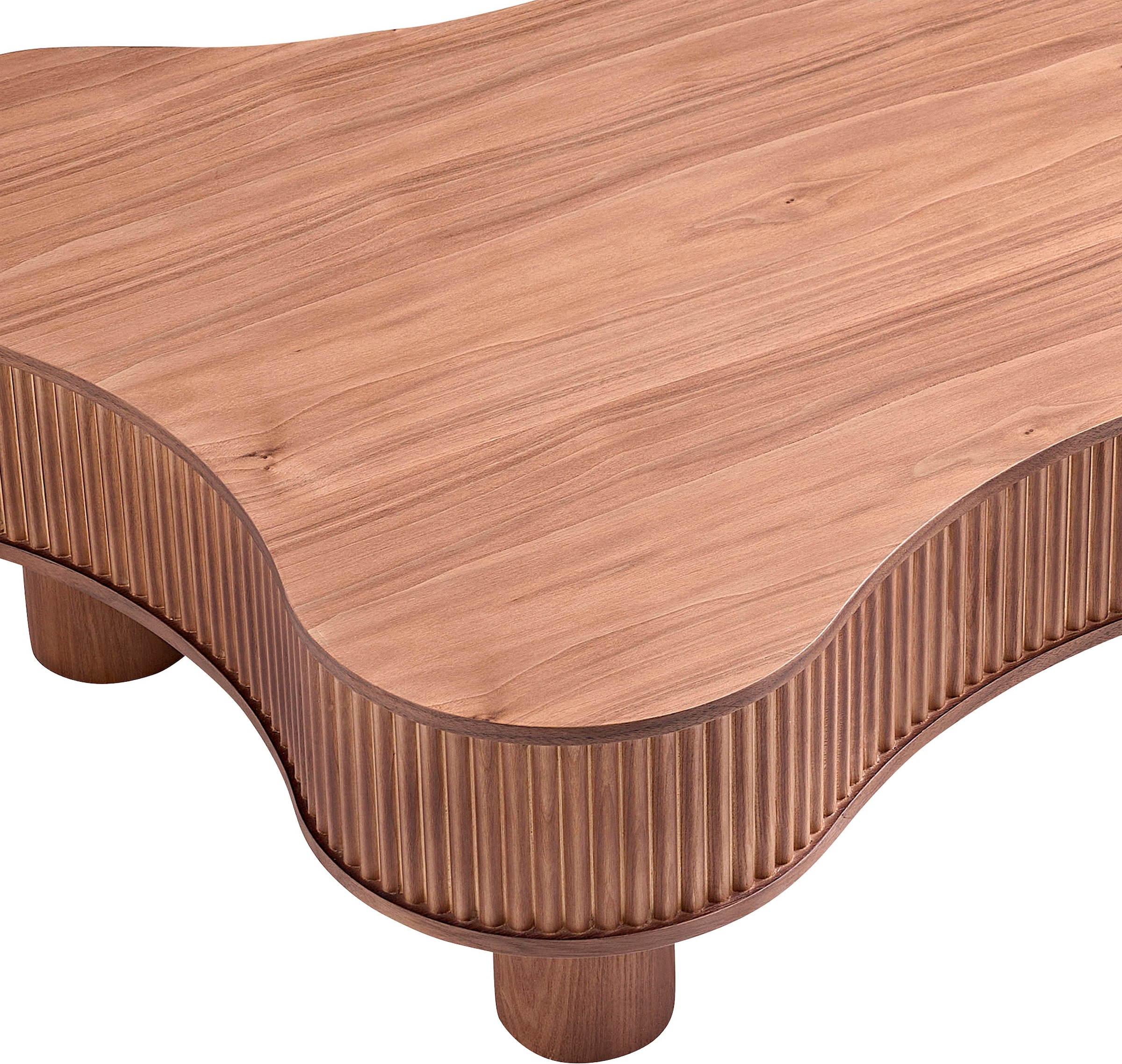 SalesFever Table basse »Wohnzimmertisch organisch mit Massivholz-Lamellen 115 x 75 cm« 1 cuis tlg. Stilvoller & moderner Holztisch mit Echtholzfurnier