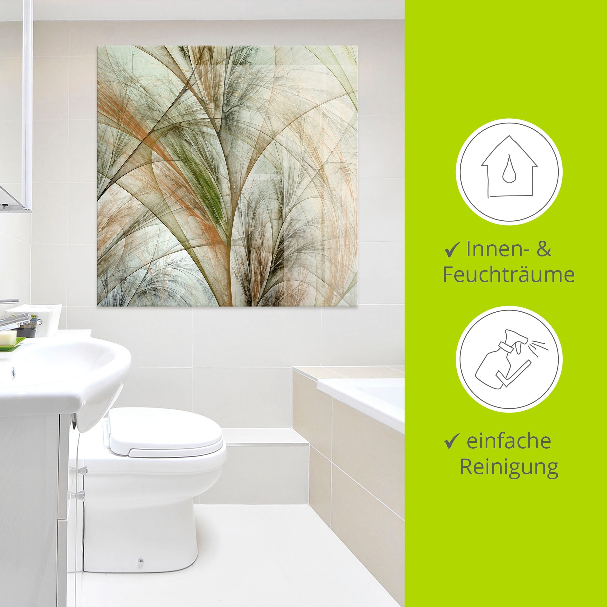 Artland Tableau en verre »Fraktales Gras IV« 1 cuis tlg. in verschiedenen Grössen