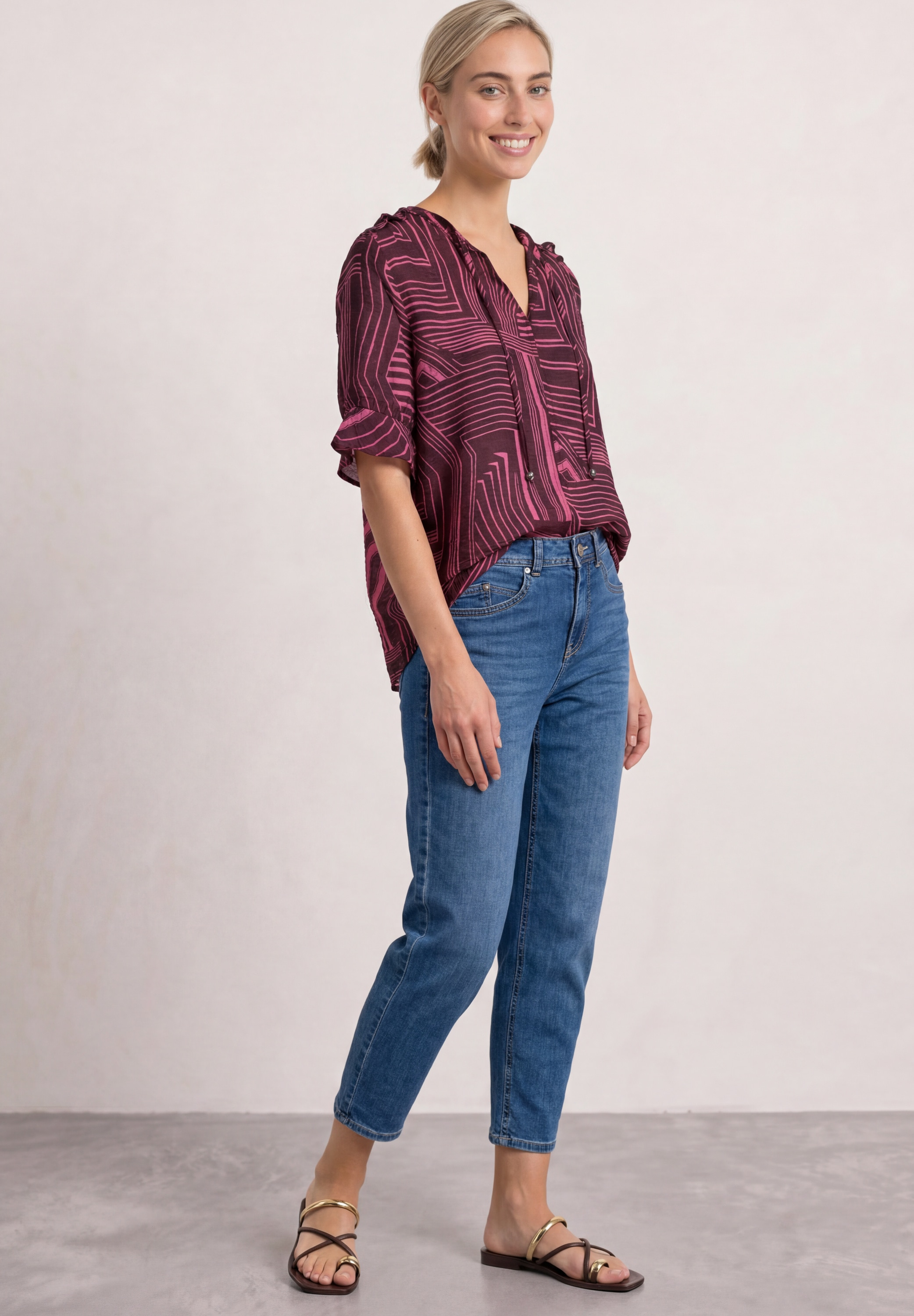 STREET ONE Blouse à manches courtes Blouse d'été tunique manches courtes avec motif graphique