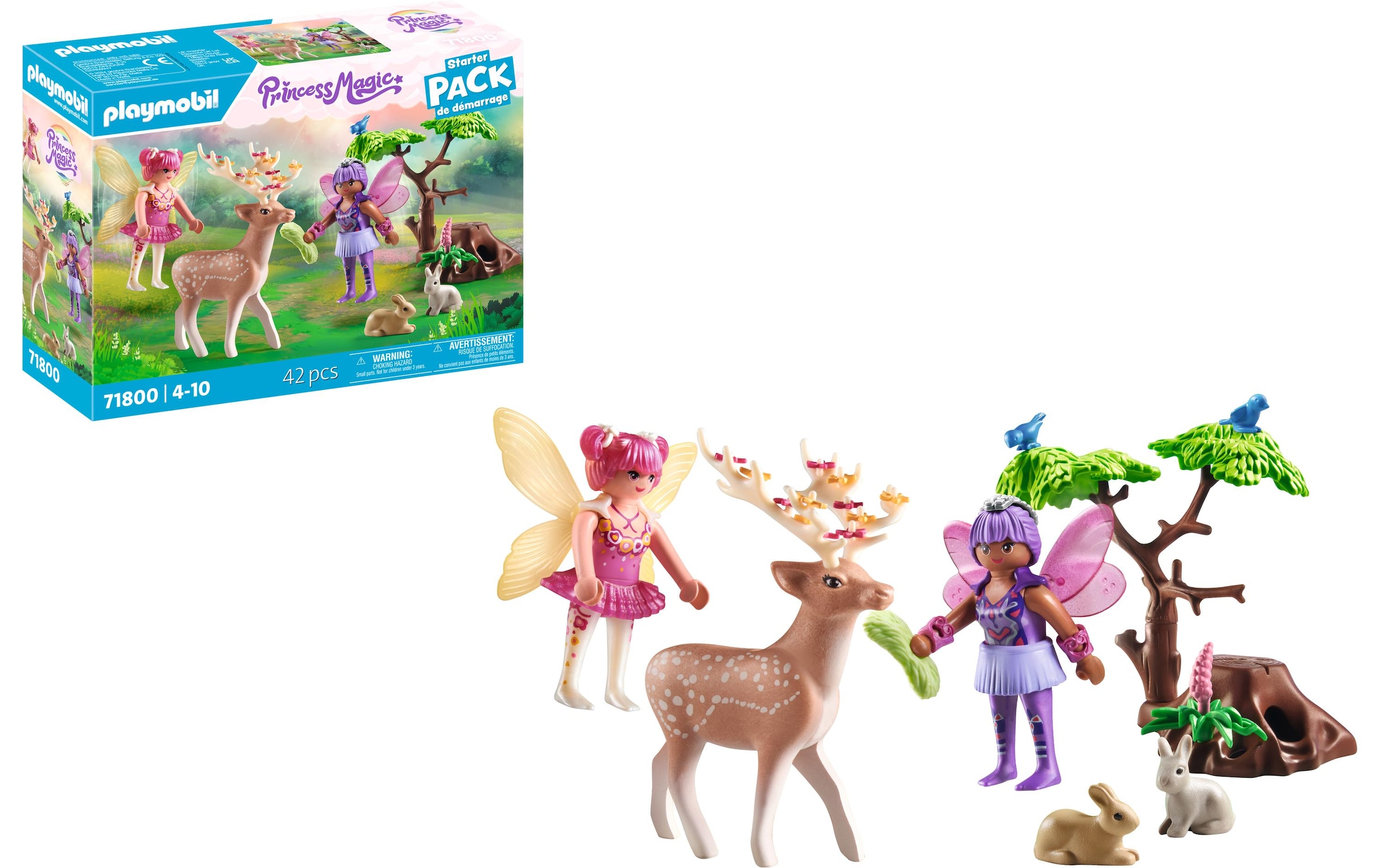 Playmobil® Spielbausteine »Fairies Feen mit süssen Waldtieren 71800«