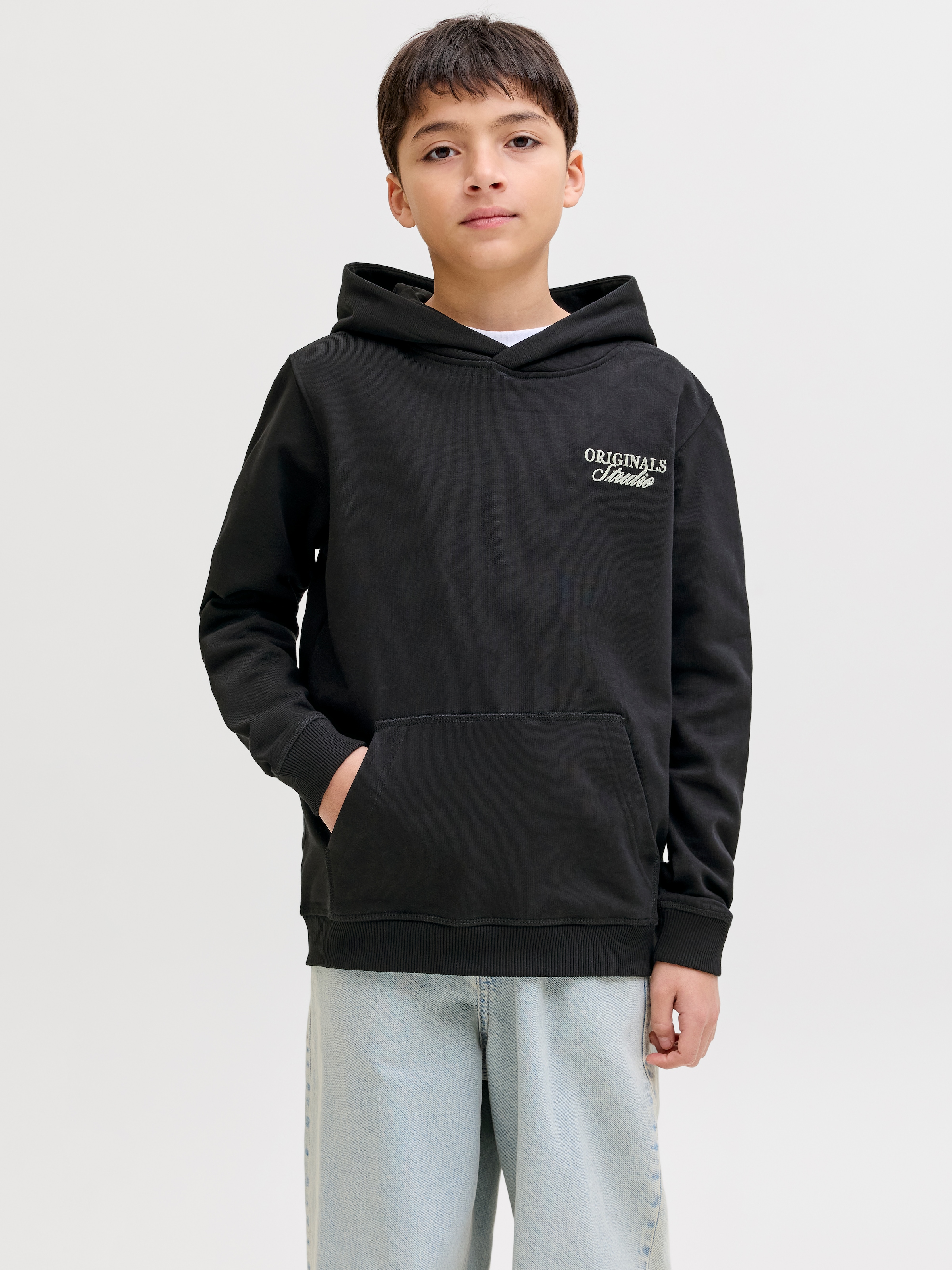 Jack & Jones Junior Sweat à capuche »JORNORREBRO TYPO BACK SWEAT HOOD SN JNR«, Baumwollmischung, relaxed fit, Langarm
