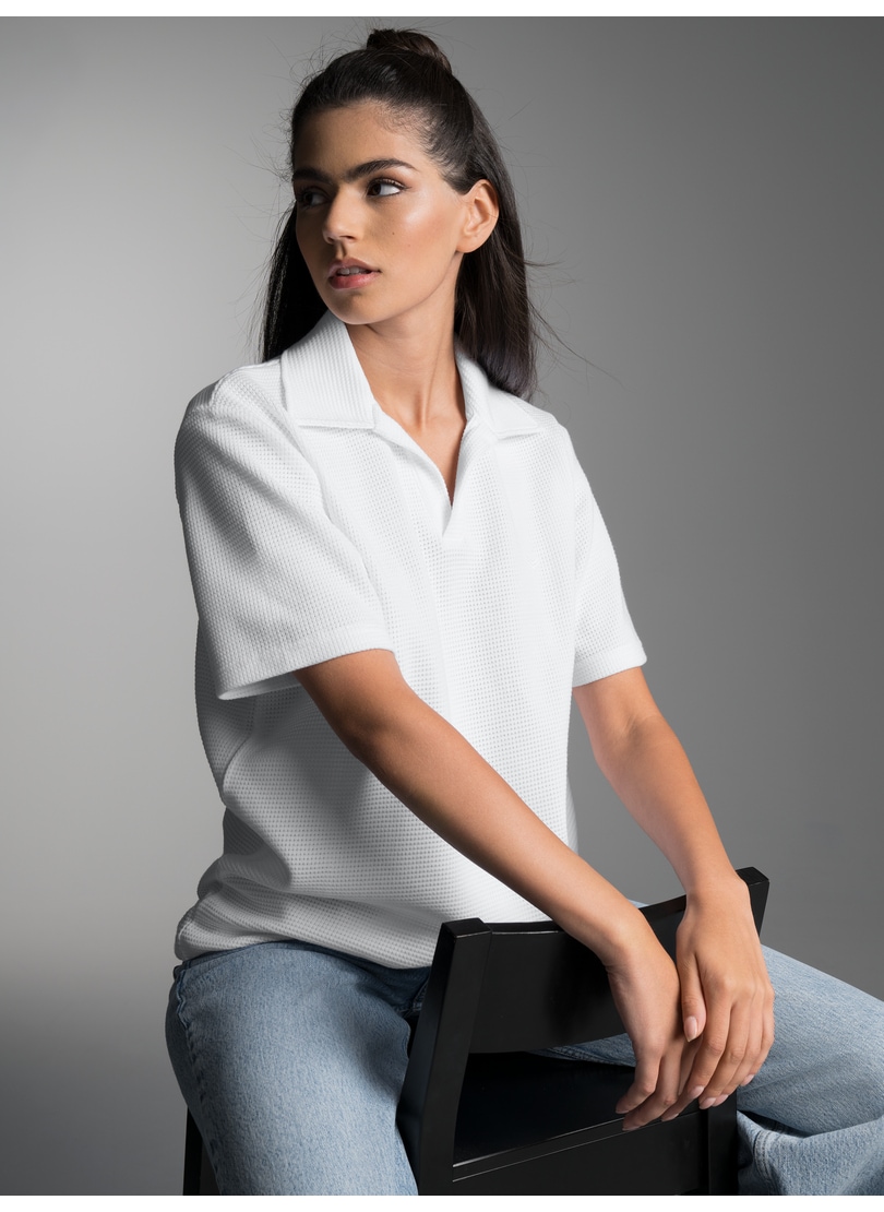 Trigema Polo »TRIGEMA Oversized Poloshirt ohne Knopfleiste in Waffeloptik« 1 cuis