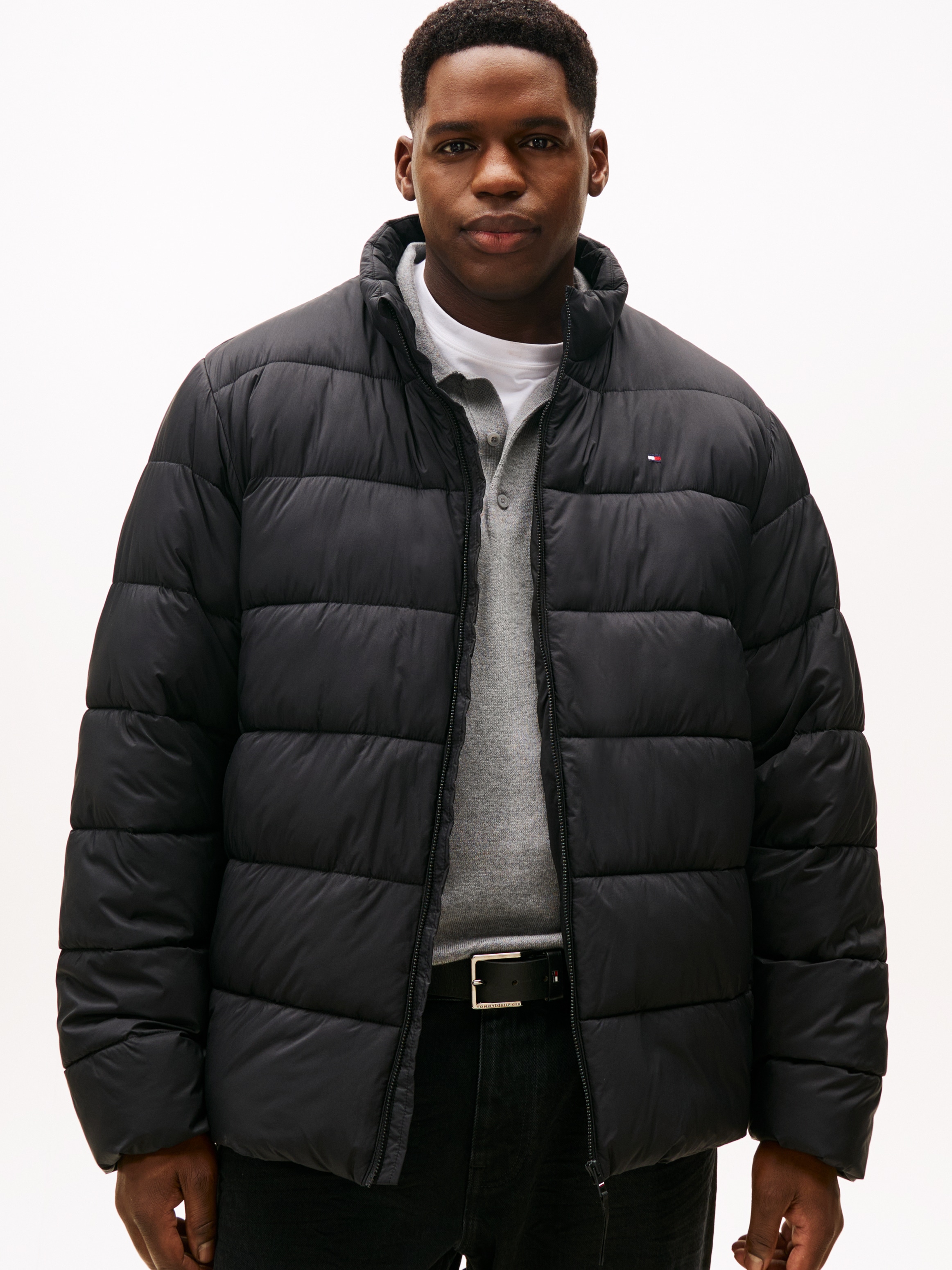 Image of Tommy Hilfiger Big & Tall Steppjacke "STAND COLLAR JACKET" ohne Kapuze Winterjacke, Outdoorjacke, Steppjacke; Grosse Grössen