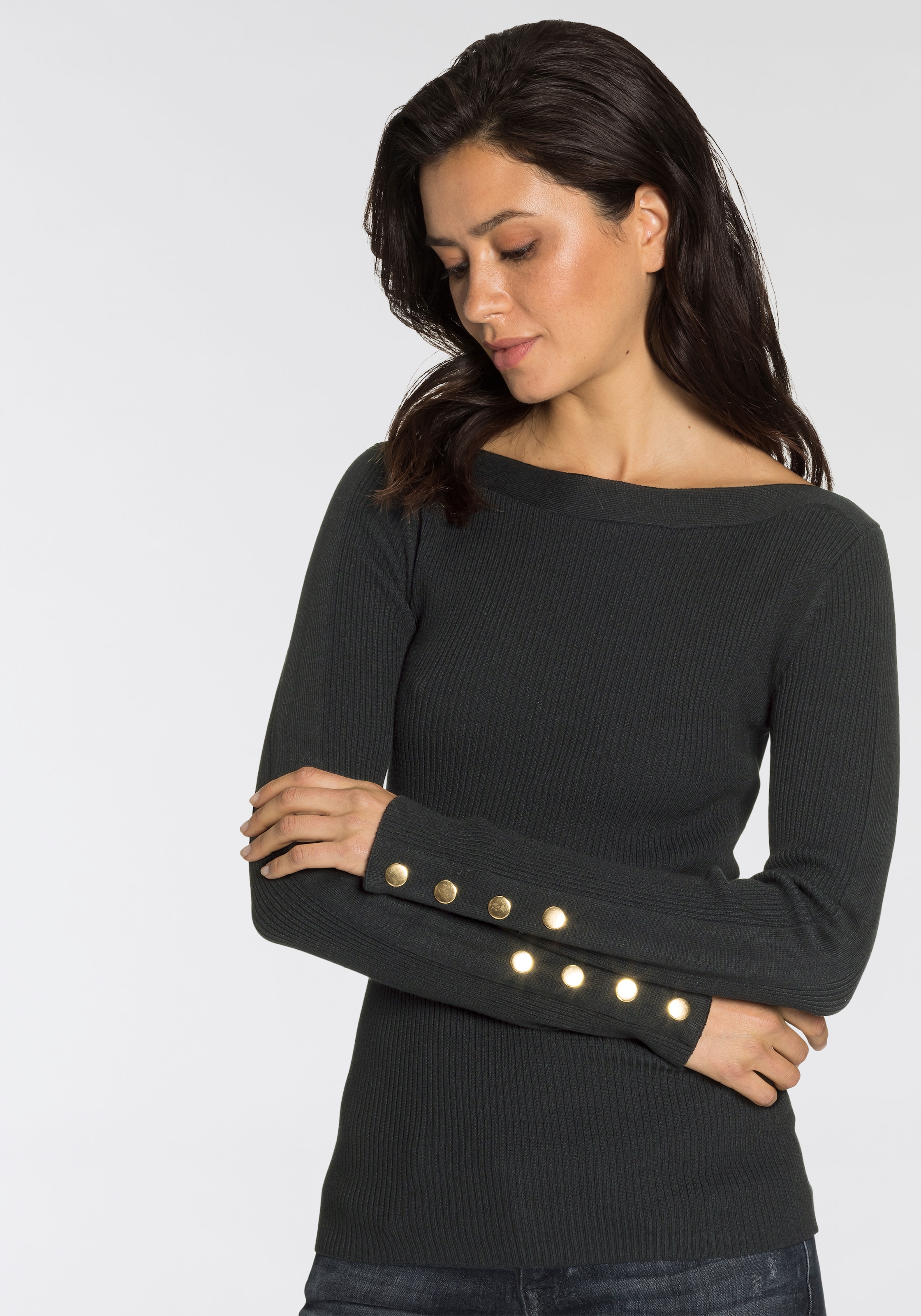 Image of Melrose Strickpullover, aus Rippqualität mit Knöpfen bei Ackermann Versand Schweiz