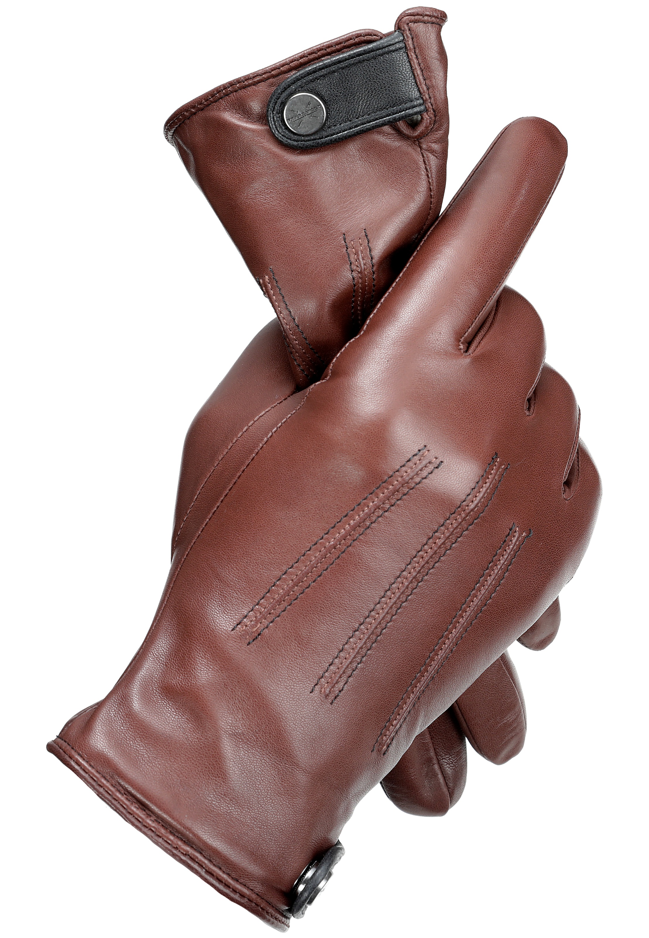 Image of PEARLWOOD Lederhandschuhe "TAYLOR" gefüttert, Ziernähte, seitlicher Lederriegel in Kontrastfarbe