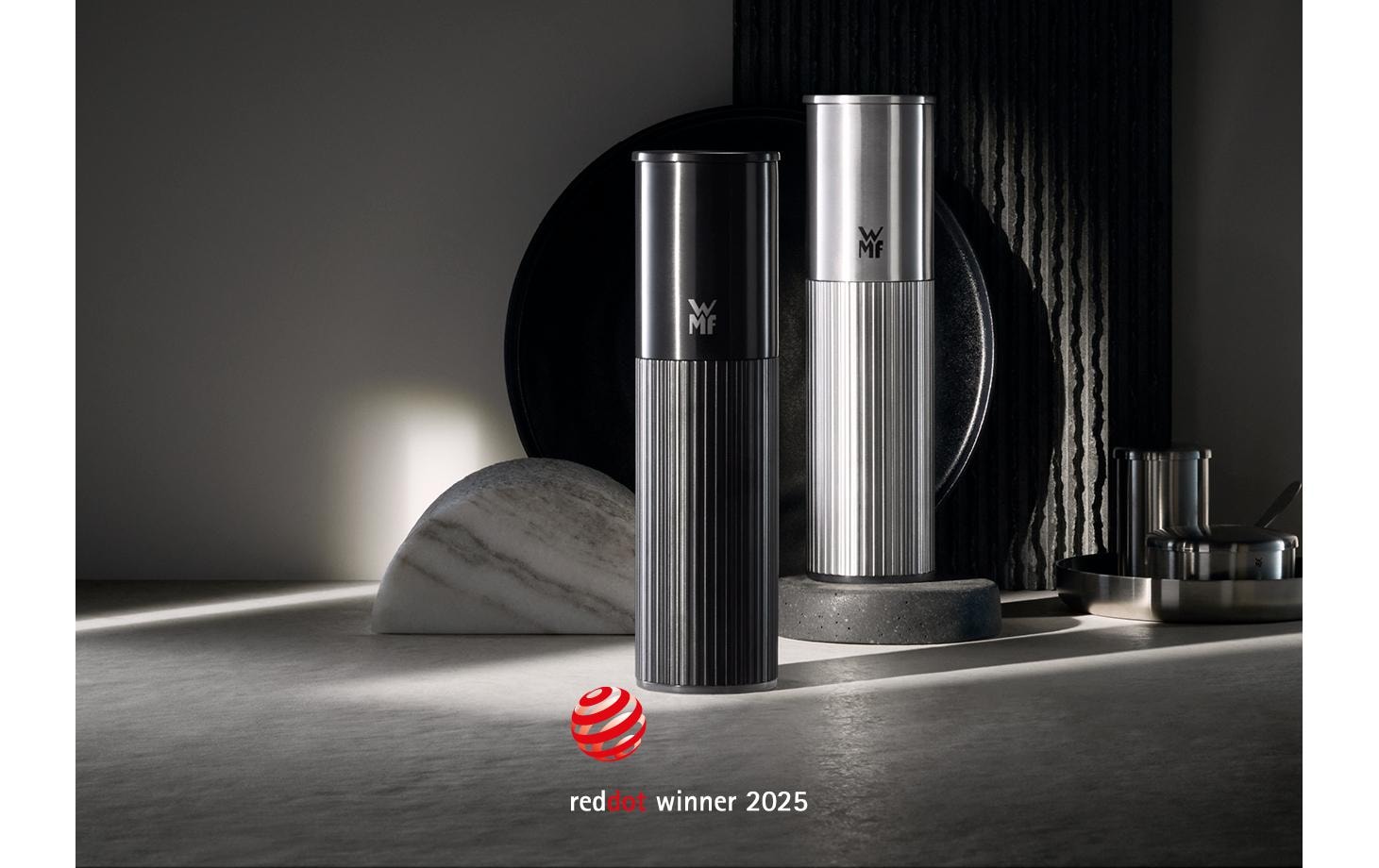 WMF Gewürzmühle »Signature Pro, aus Edelstahl« Keramikmahlwerk, einstellbarer Mahlgrad, magnetischer Deckel