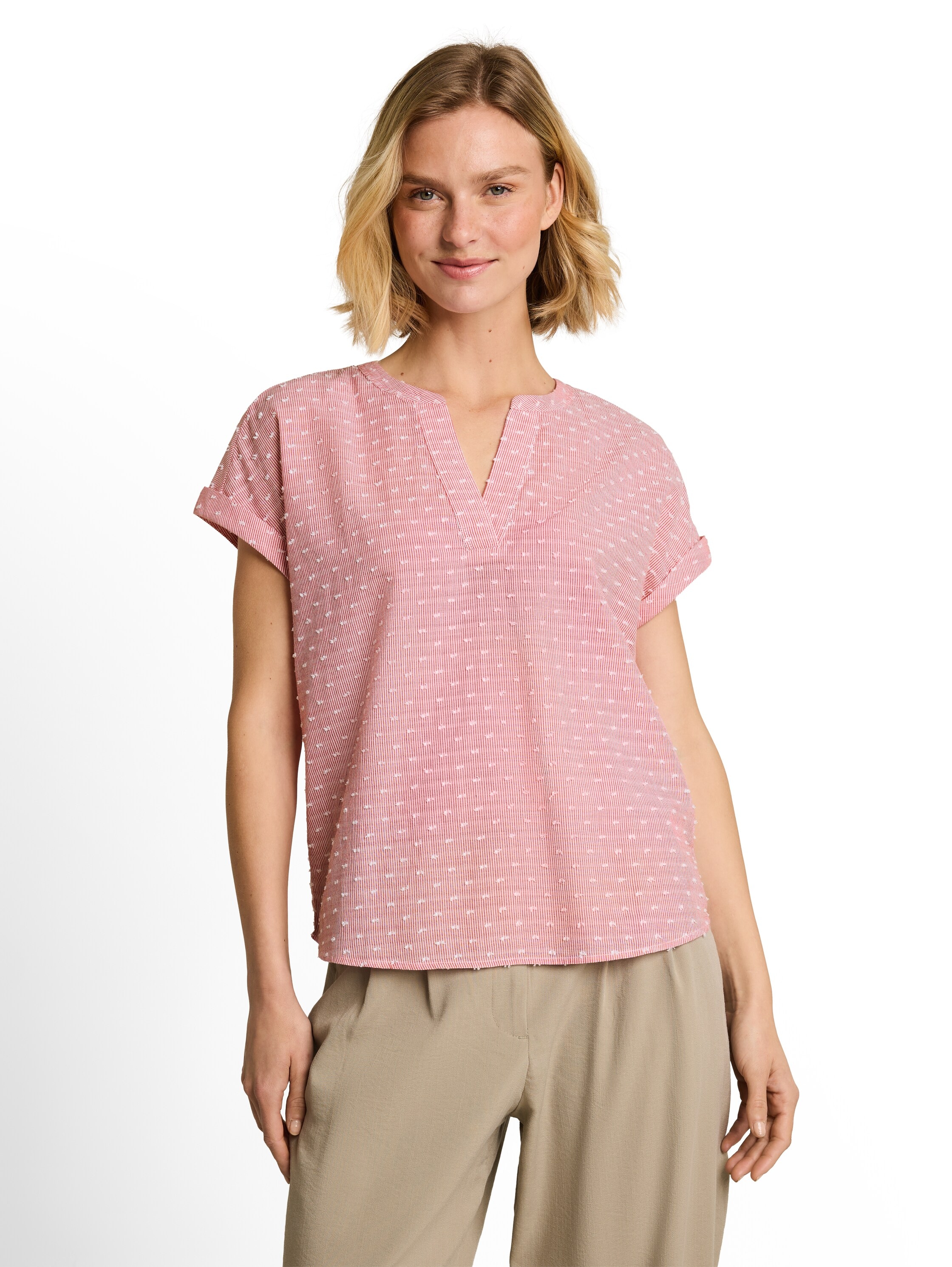 Image of TOM TAILOR Druckbluse Sommer-Tunika mit feinen Streifen und Punkten
