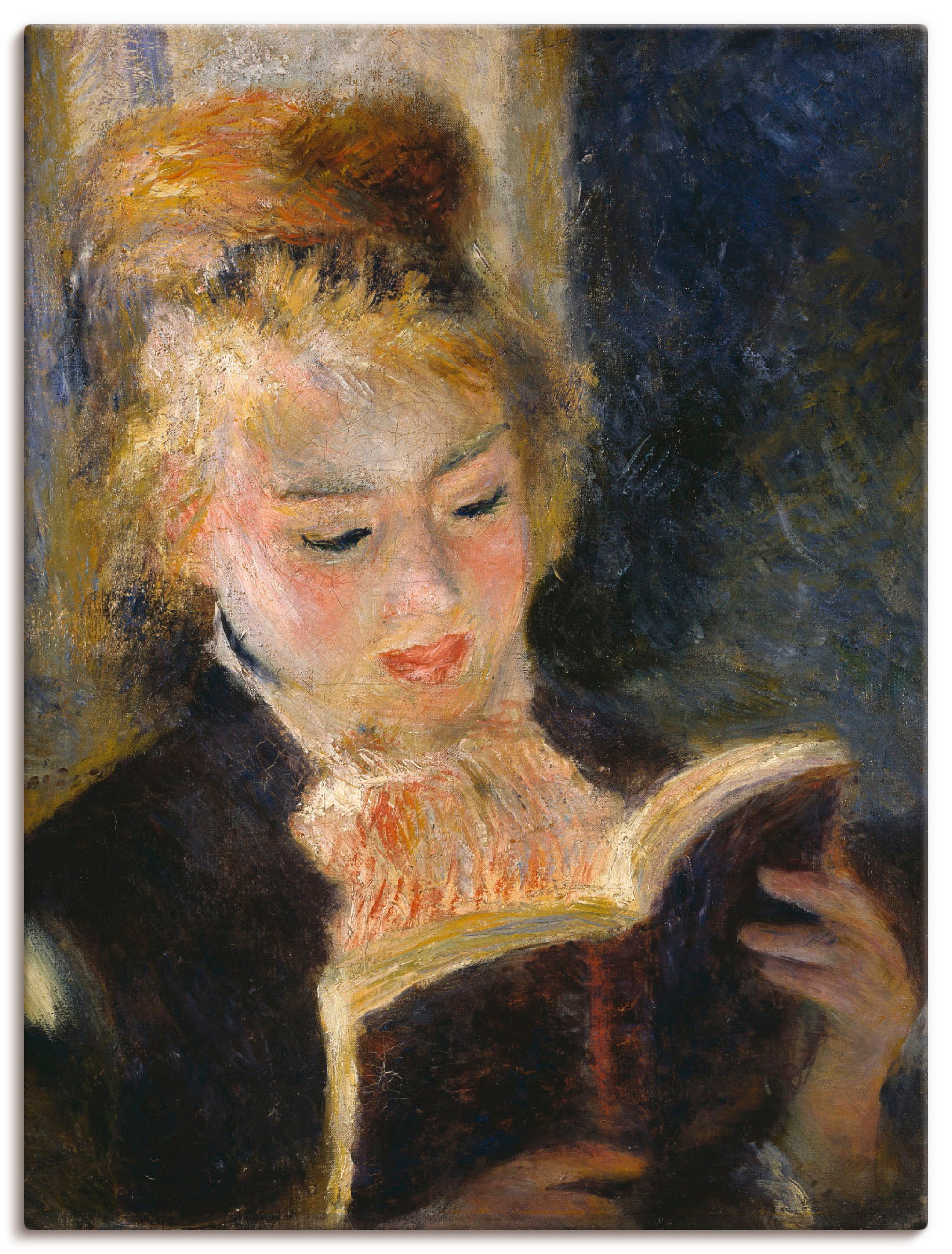 Image of Artland Leinwandbild "Lesendes Mädchen" Frau 1 Stk. tlg. auf Holzrahmen gespannt