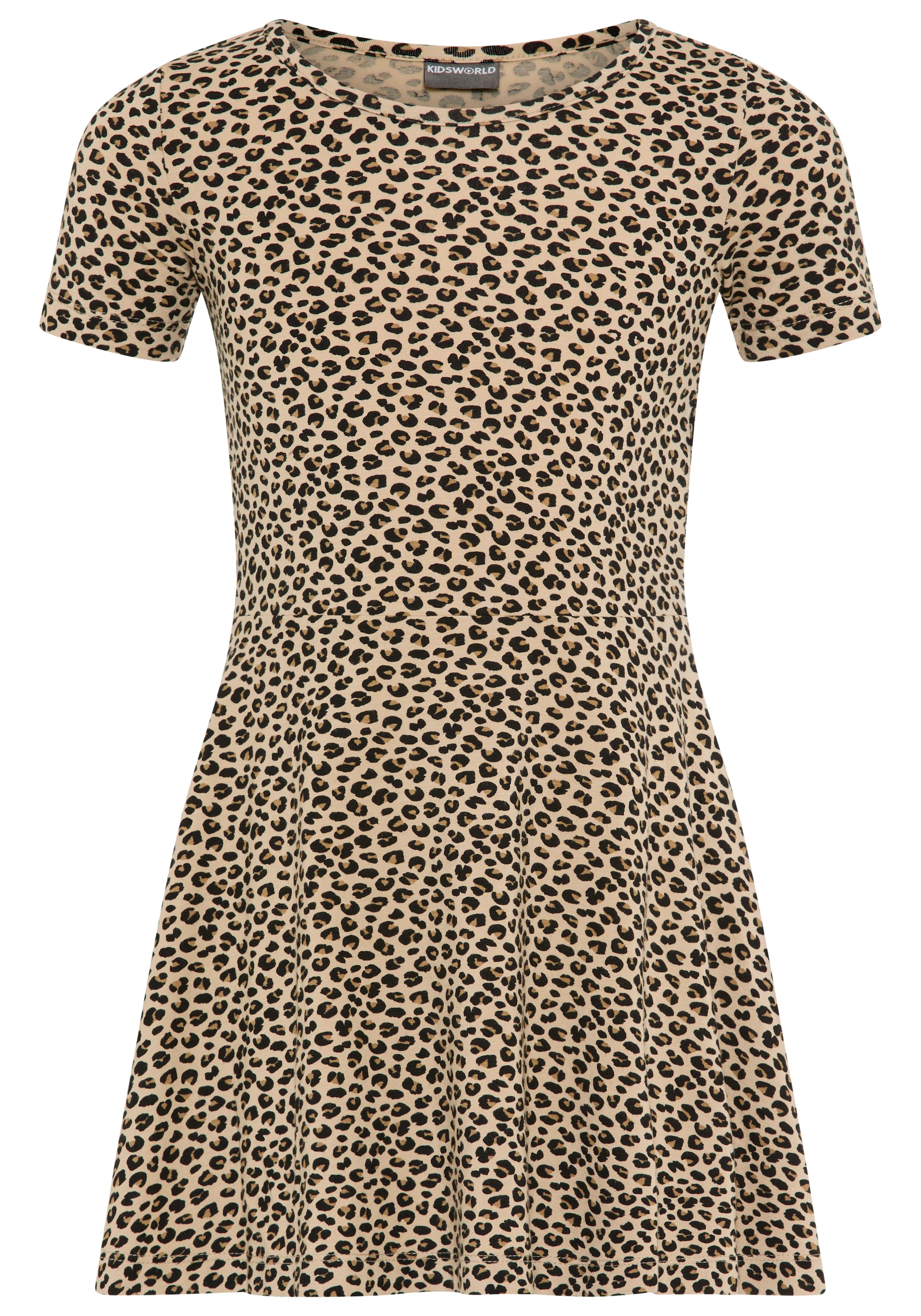 KIDSWORLD Jerseykleid »Shirtkleid in Leo-Musterung«, Shirtkleid in Leo-Optik, unten austestellt