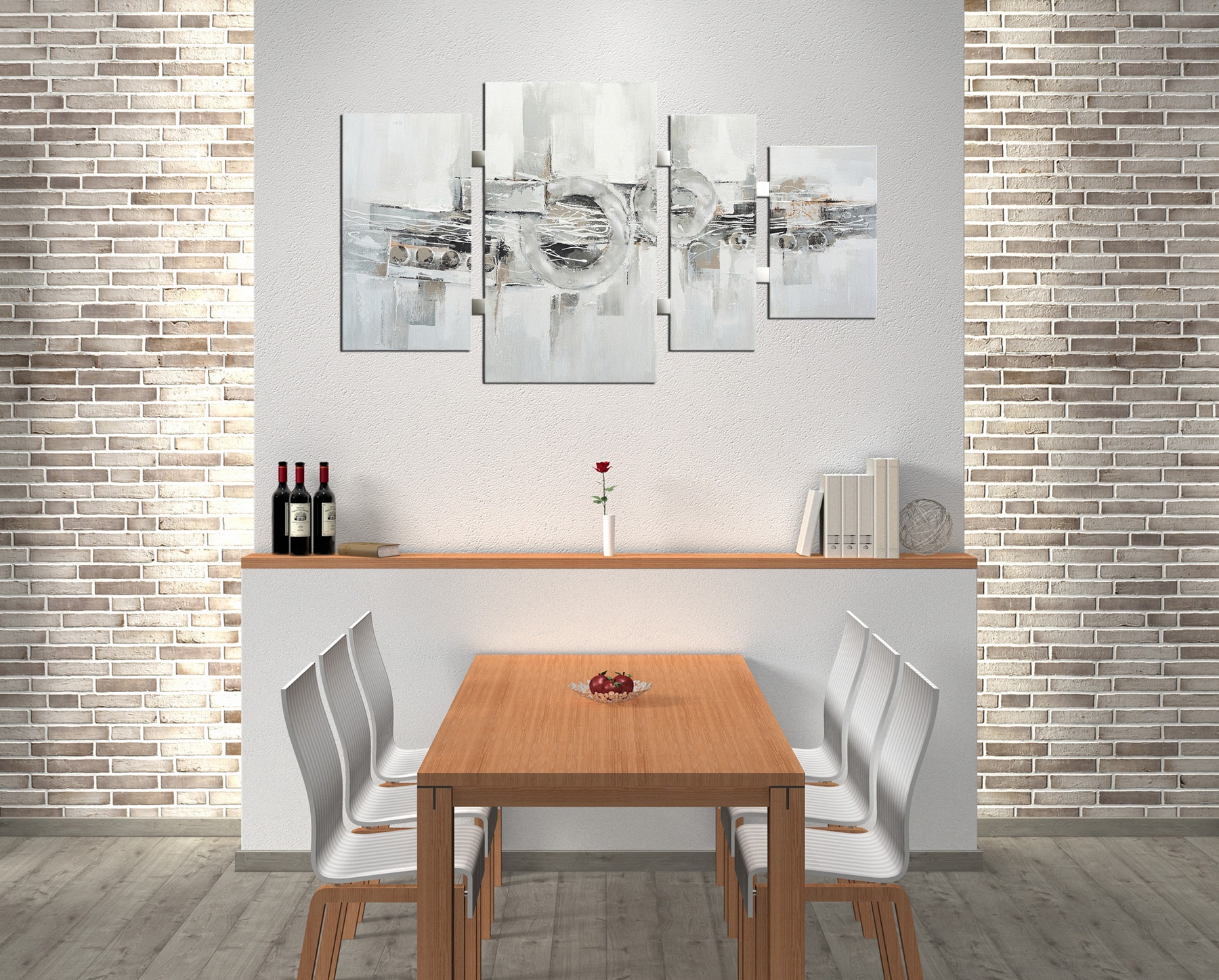 Bönninghoff Ölgemälde »handarbeit 4-teilig ABSTRAKTE KREISE 70x124 cm – Wandbild« Abstrakt | Formen | Muster 1 Stk. tlg. handgefertigt, jedes Bild ein Unikat
