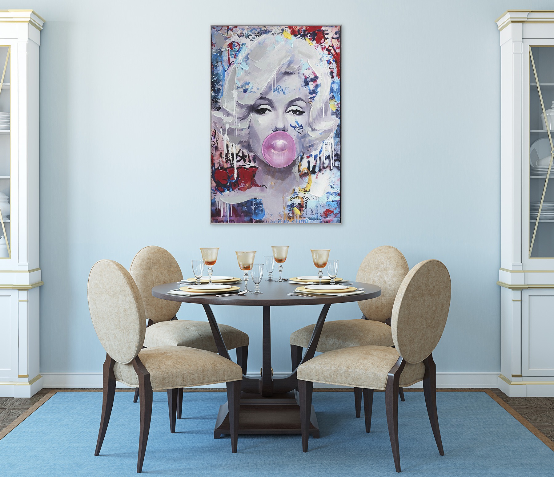 Bönninghoff Ölgemälde "handarbeit gerahmt POP ART PORTRAIT 60x90 cm – Wandbild" Frau  Pop Art  Portrait 1 Stk. tlg. handgefertigt, jedes Bild ein Unikat, Schattenfugenrahmen