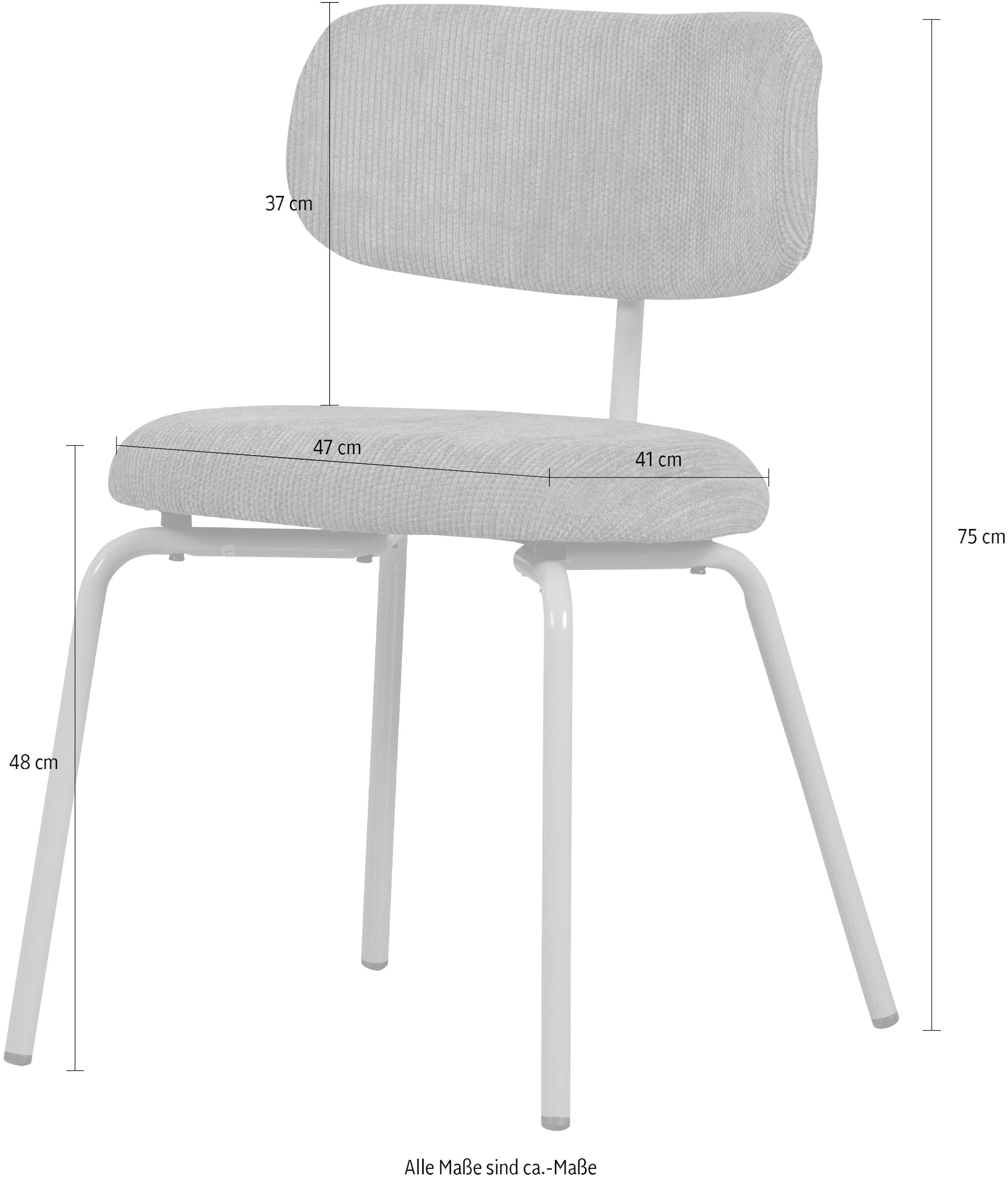 WOOOD Esszimmerstuhl »Travis Webstoff mit schlankem Metallgestell, H 75 x B 48 x T 53 cm« () (Set, 2 St)Tragkraft 120 kg, pfleigleicht Geringe Verschleissfestigkeit