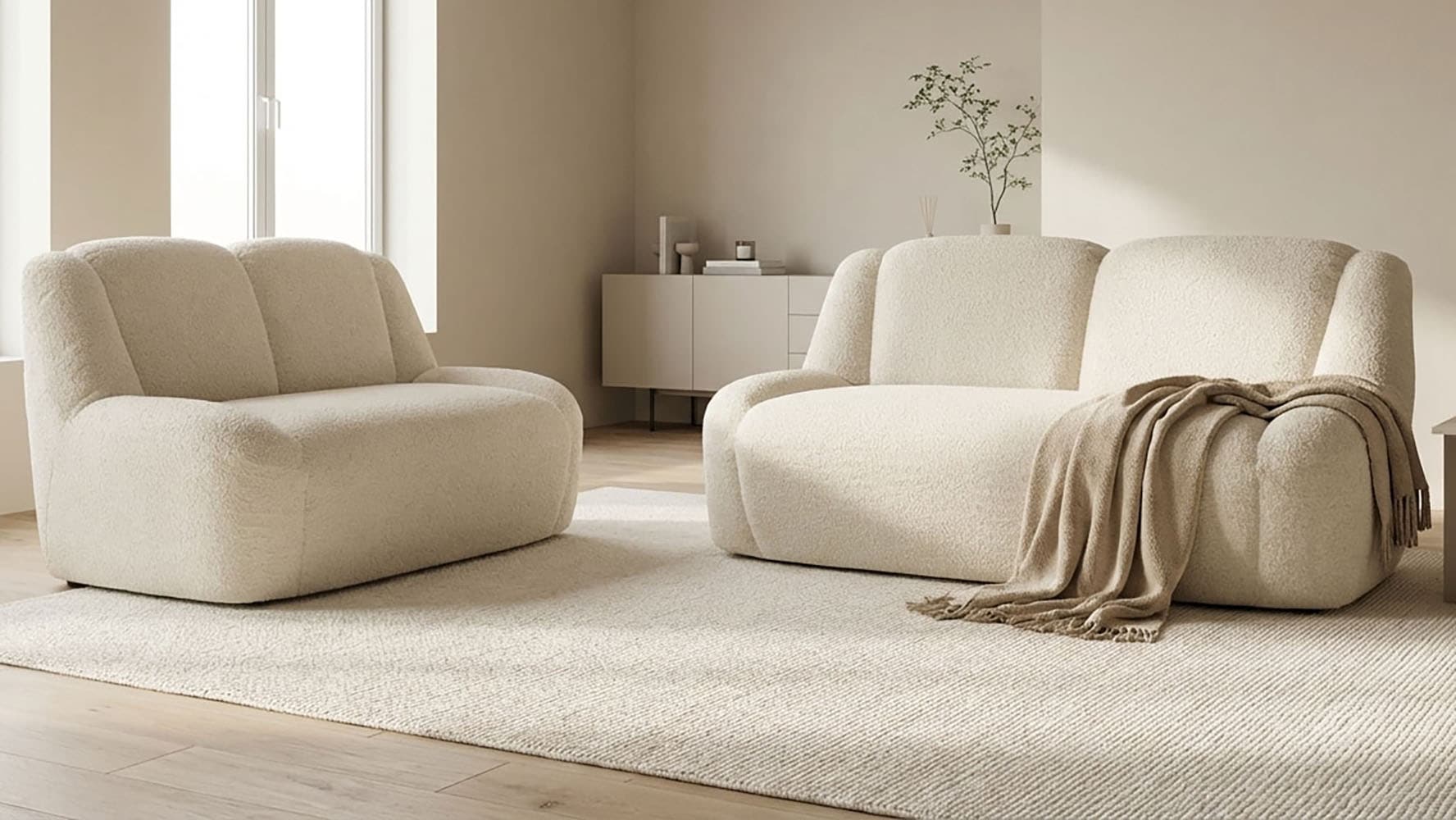 Image of DOMO collection Polstergarnitur "Ryos, 2-Sitzer und 2,5-Sitzer, organische Form" Set, 2 tlg. skulpturale Opik, cozy chic