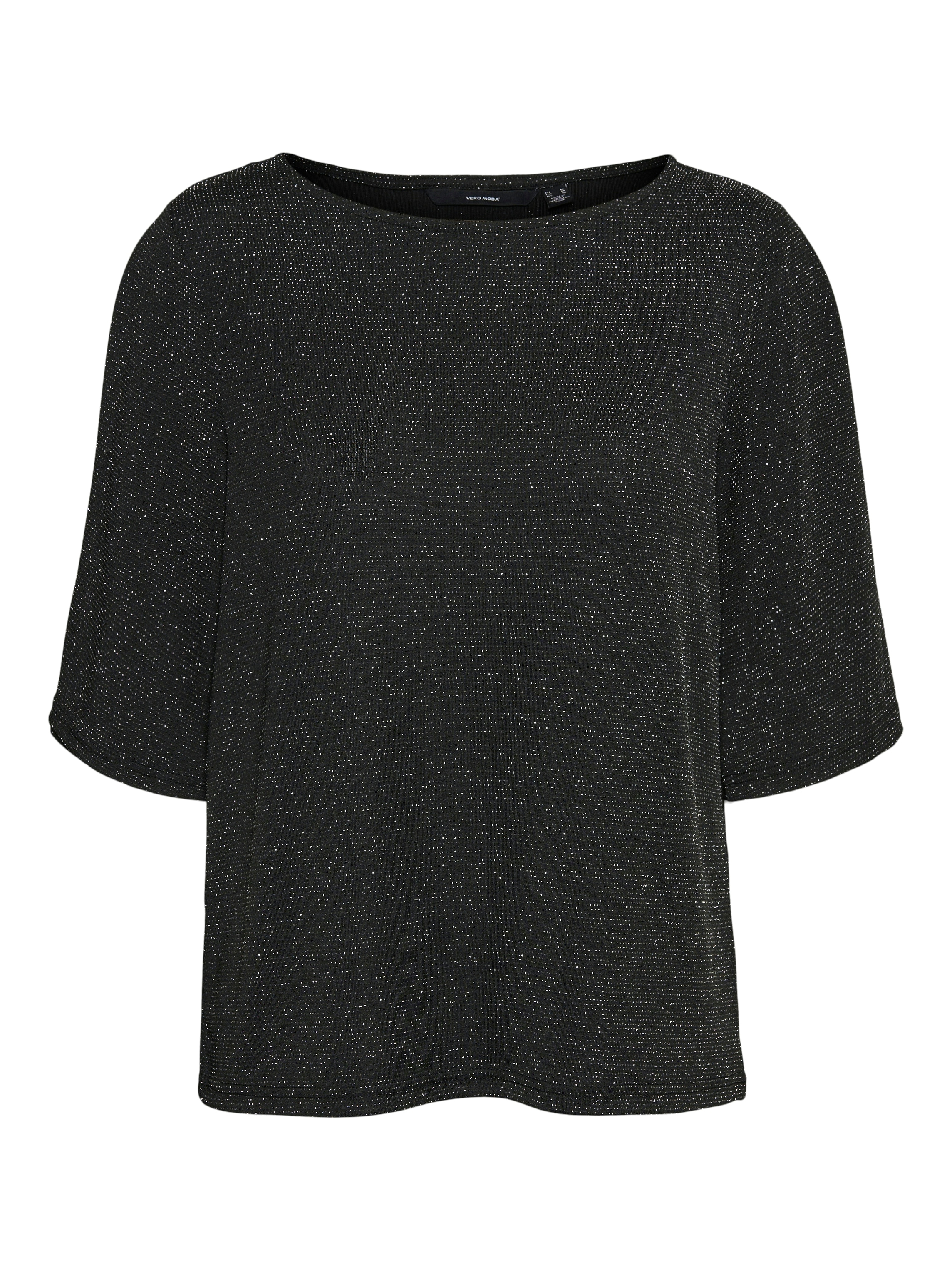 Vero Moda Shirt à col rond »VMKANVA 2/4 GLITTER TOP JRS«, mit Glitzereffekt
