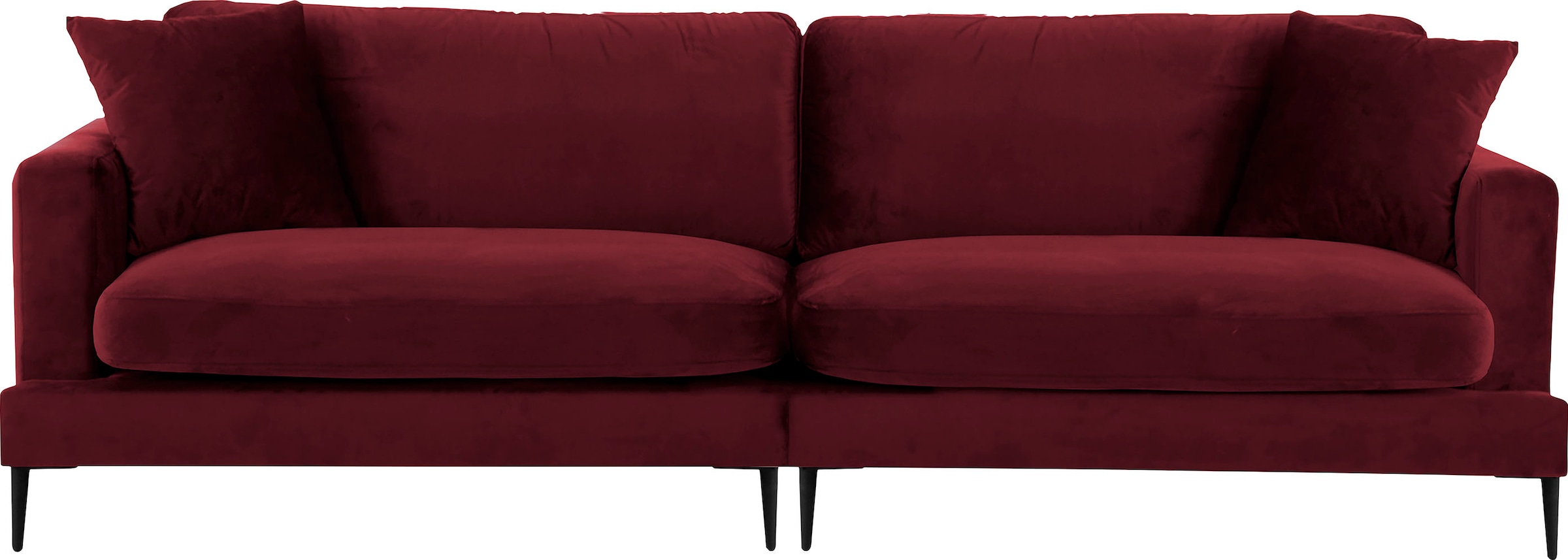 Leonique Big-Sofa »Cozy elegantes Designsofa, Masse B/T/H: 252/97/80 cm«, mit losen Kissen und Metallbeinen