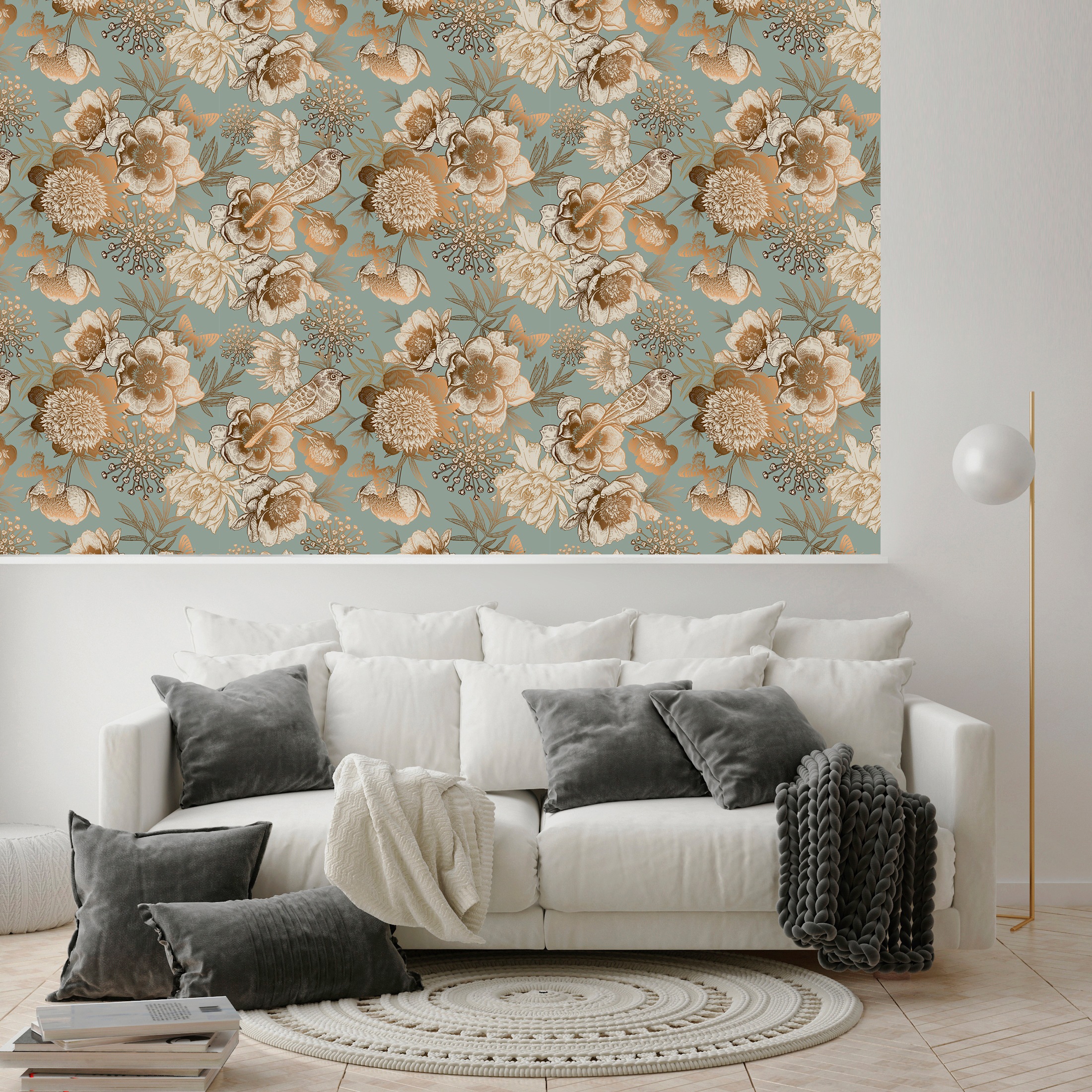 queence Vinyltapete »Malina« Motiv | bedruckt | botanisch | floral | gemustert | natürlich glatt 90x250cm, selbstklebend, kinderleichte Anbringung, , Sticker