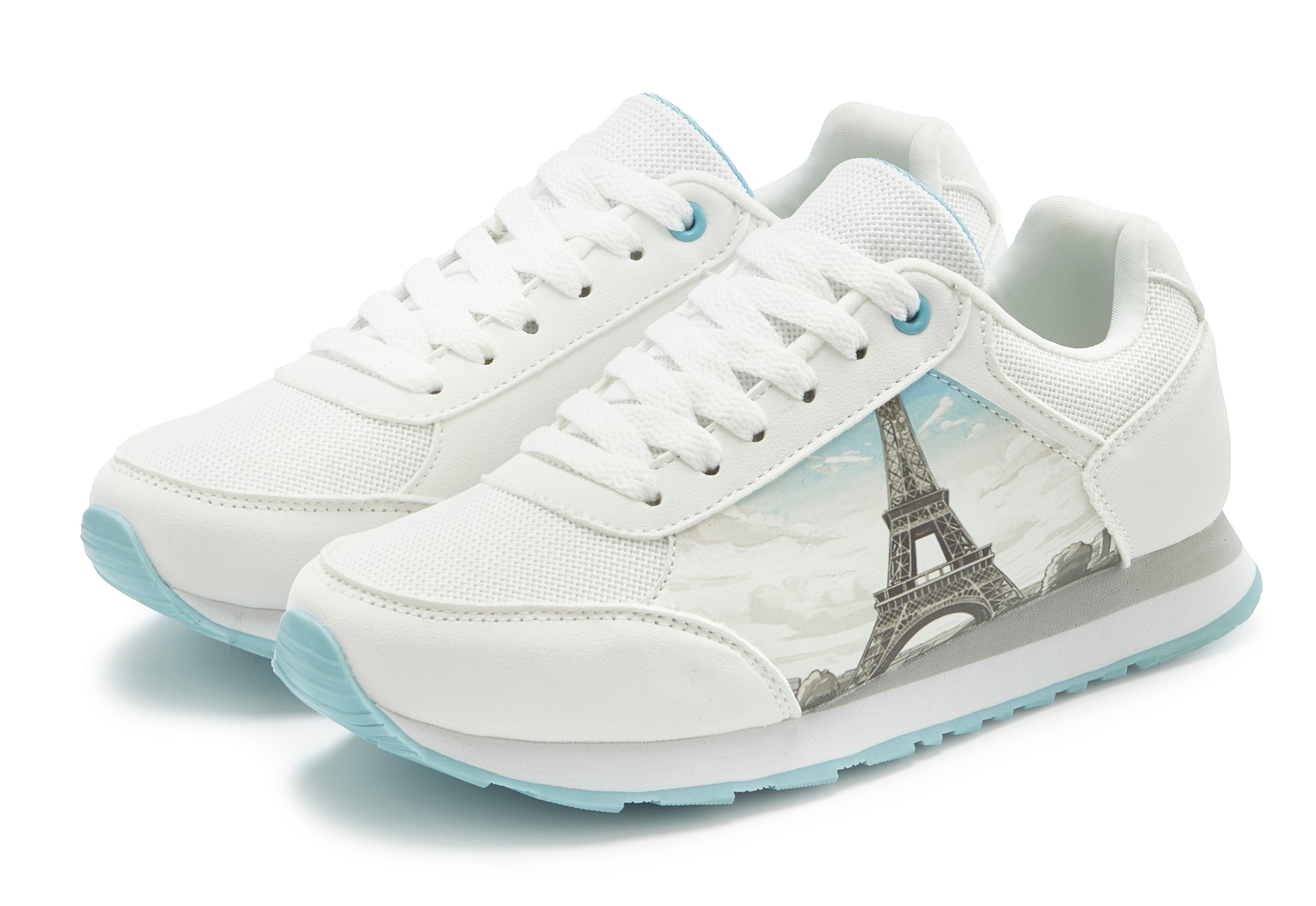 Image of LASCANA Sneaker "Freizeitschuh, Schnürhalbschuh," NEU mit raffiniertem Städte-Druck und herausnehmbarer Innensohle