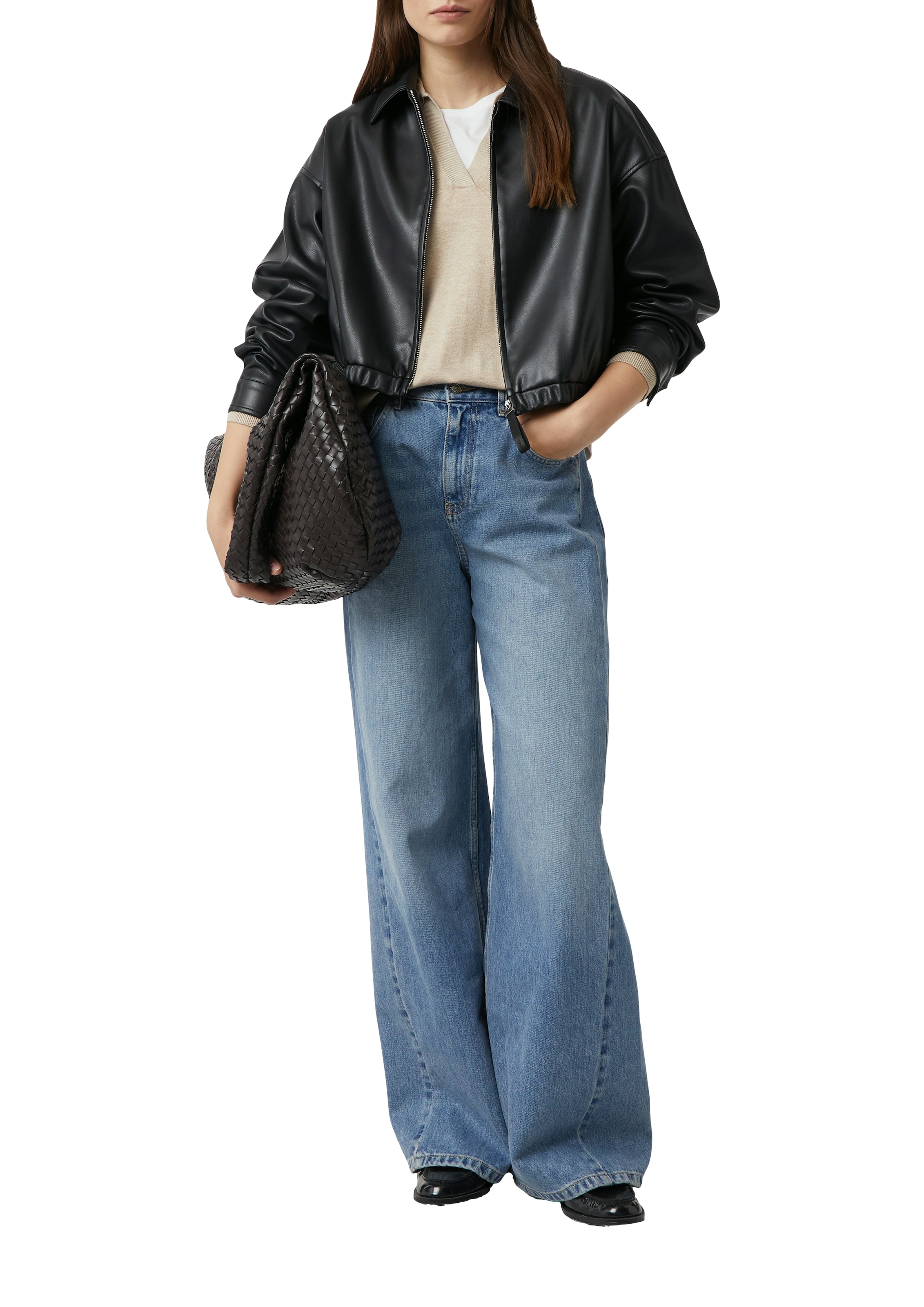 Comma Pull en tricot mit V-Ausschnitt und Polo Kragen