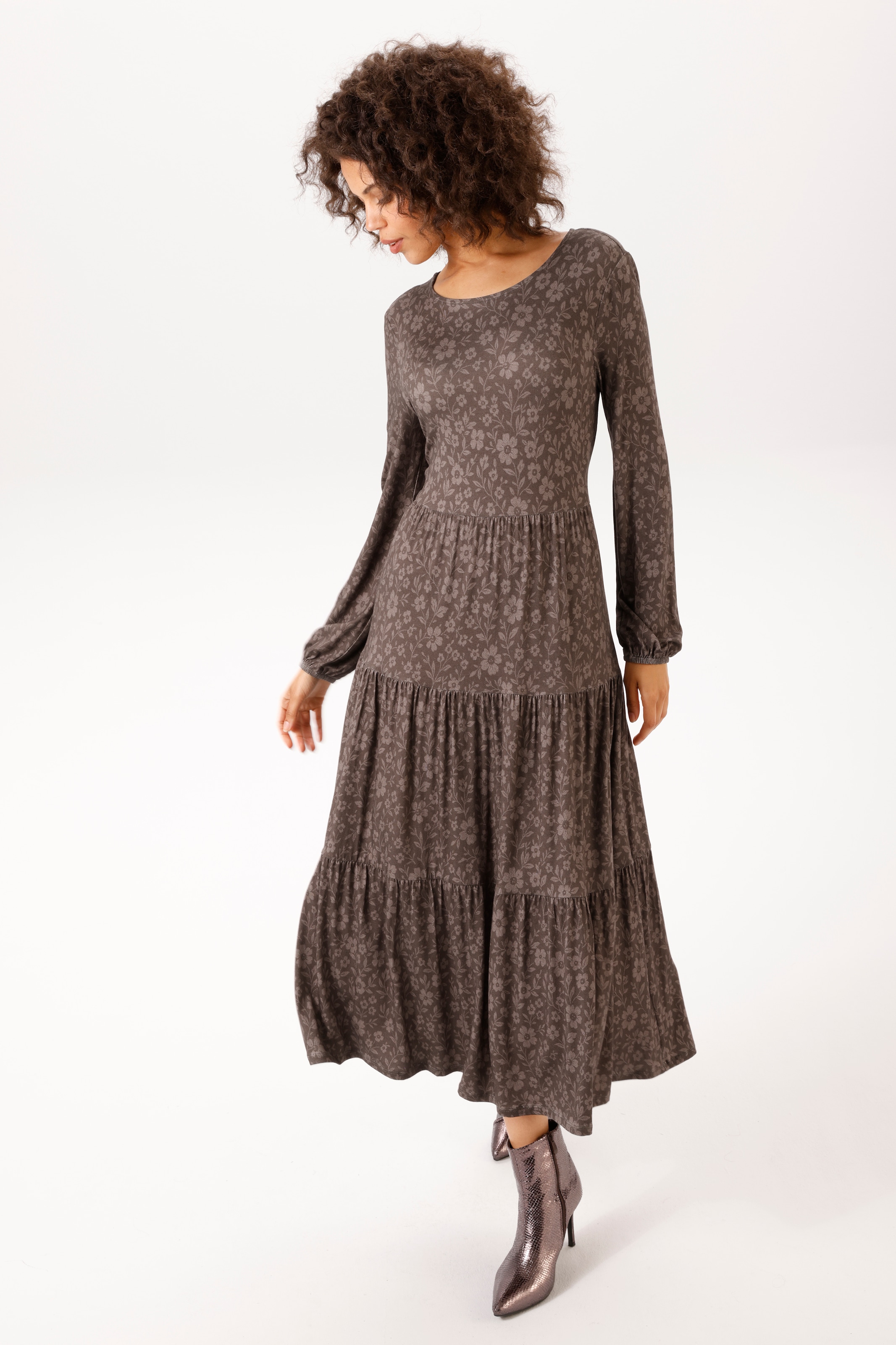 Image of Aniston CASUAL Jerseykleid mit dezenten Blumendruck - jedes Teil ein Unikat - NEUE KOLLEKTION