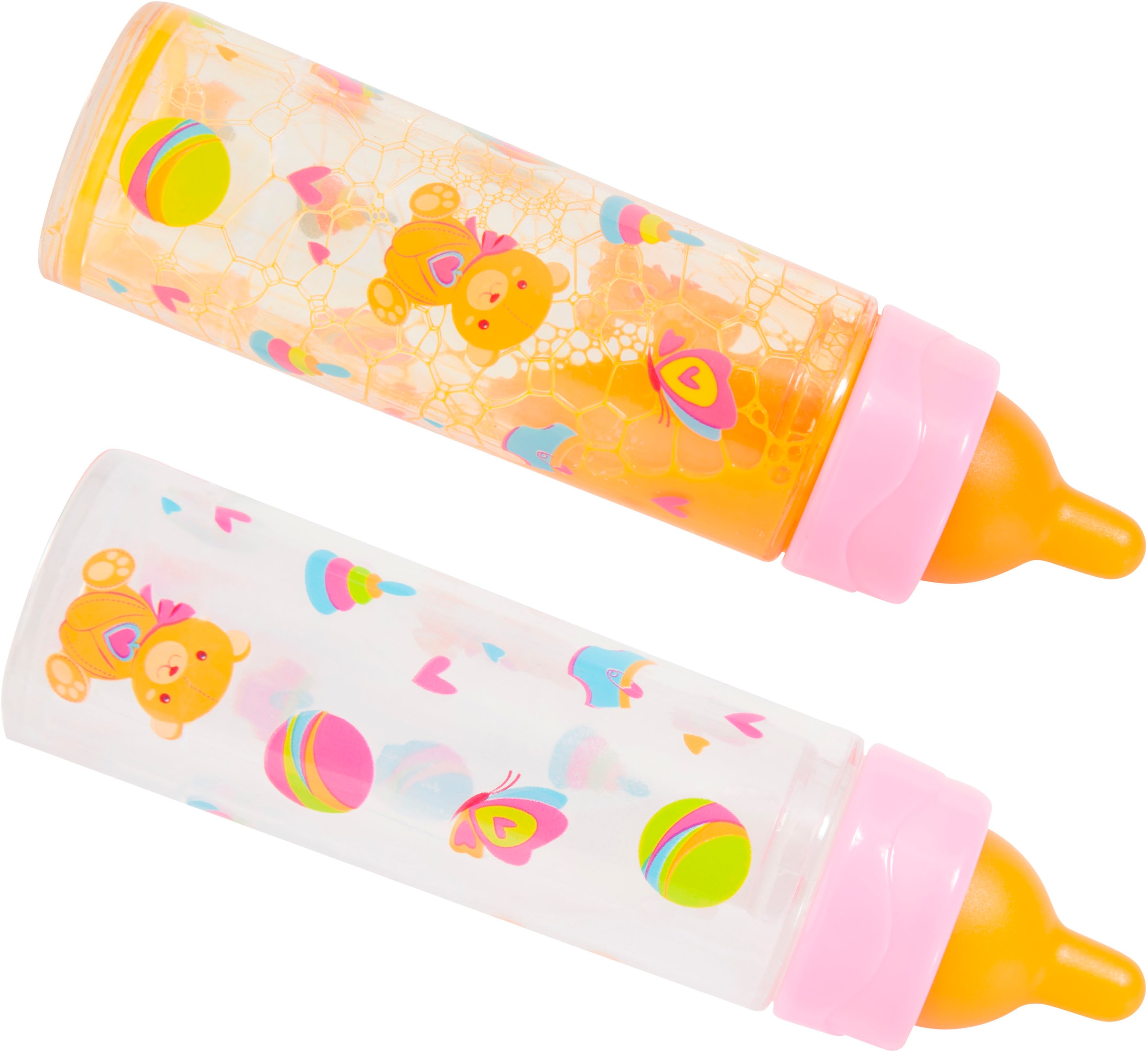 Bayer Set d'accessoires de poupées »Puppen-Fläschchen Milch und Orange« leeren und füllen sich wie von Zauberhand