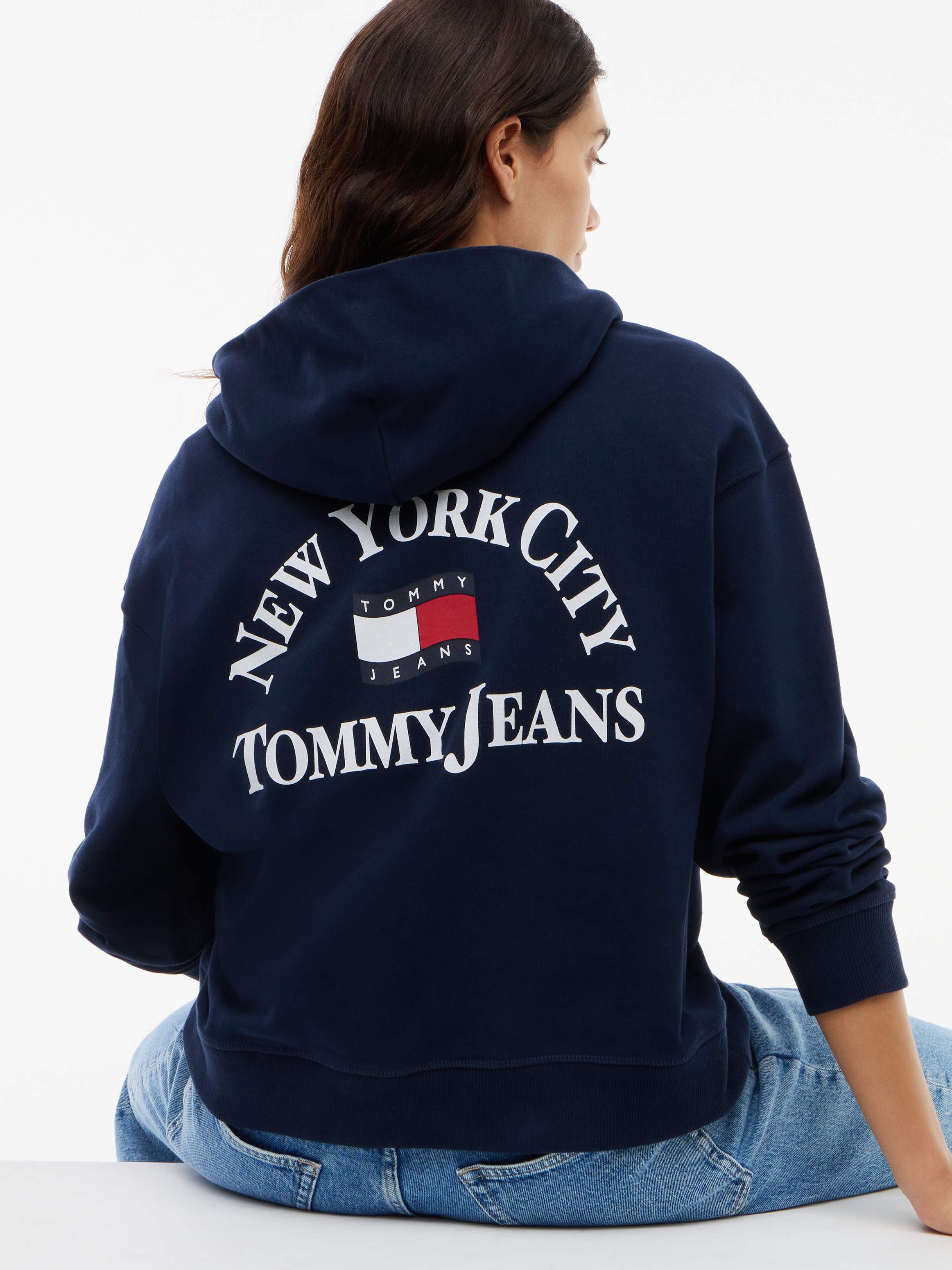 Image of Tommy Jeans Kapuzensweatshirt "TJW BXY ARCH WAVY FLAG HOOD EXT", Baumwolle