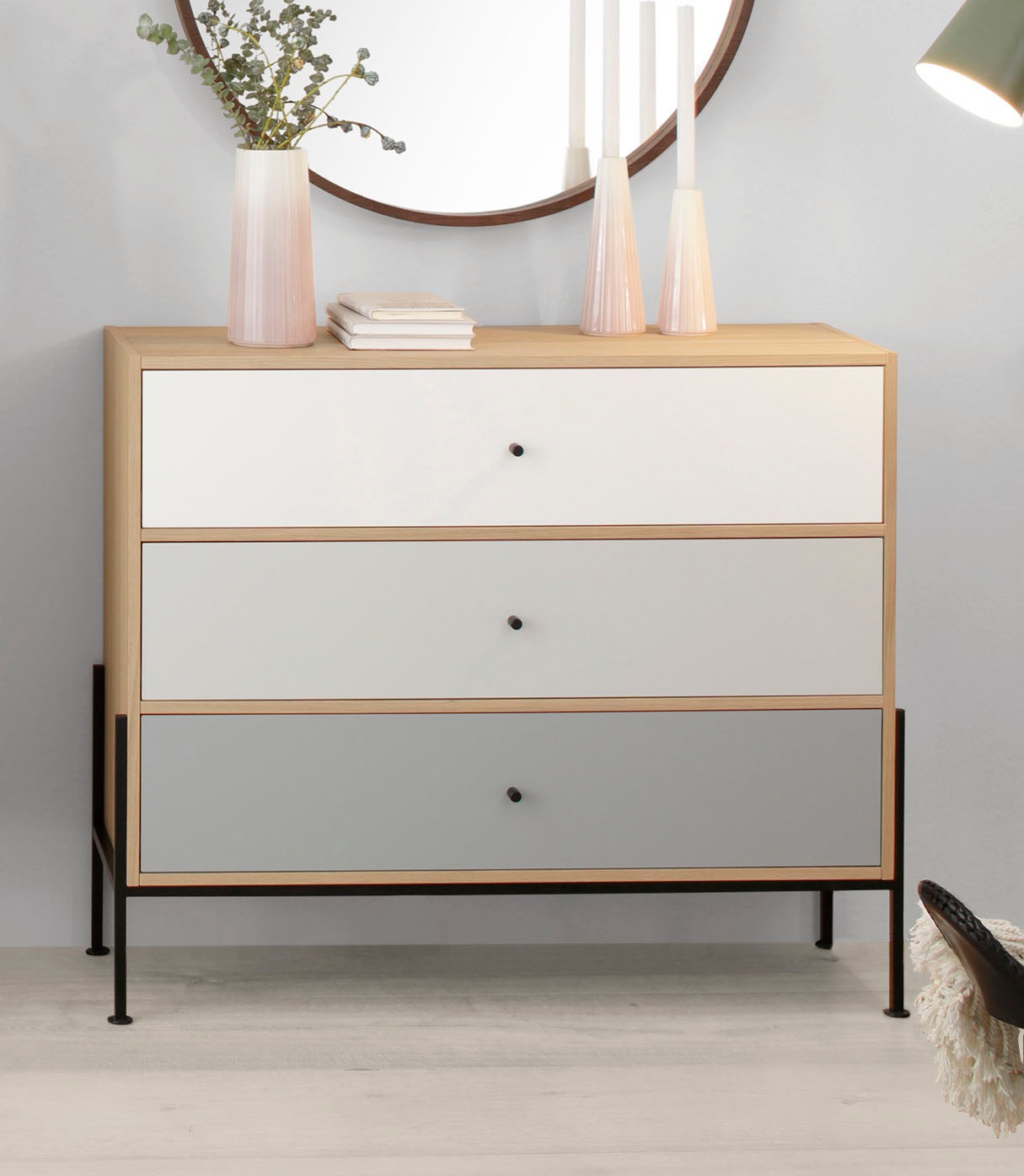 Image of GOODproduct Kommode »Ellen«, aus furnierter Eiche, mit drei Schubladen, mit 4-Fuss-Gestell bei Ackermann Versand Schweiz