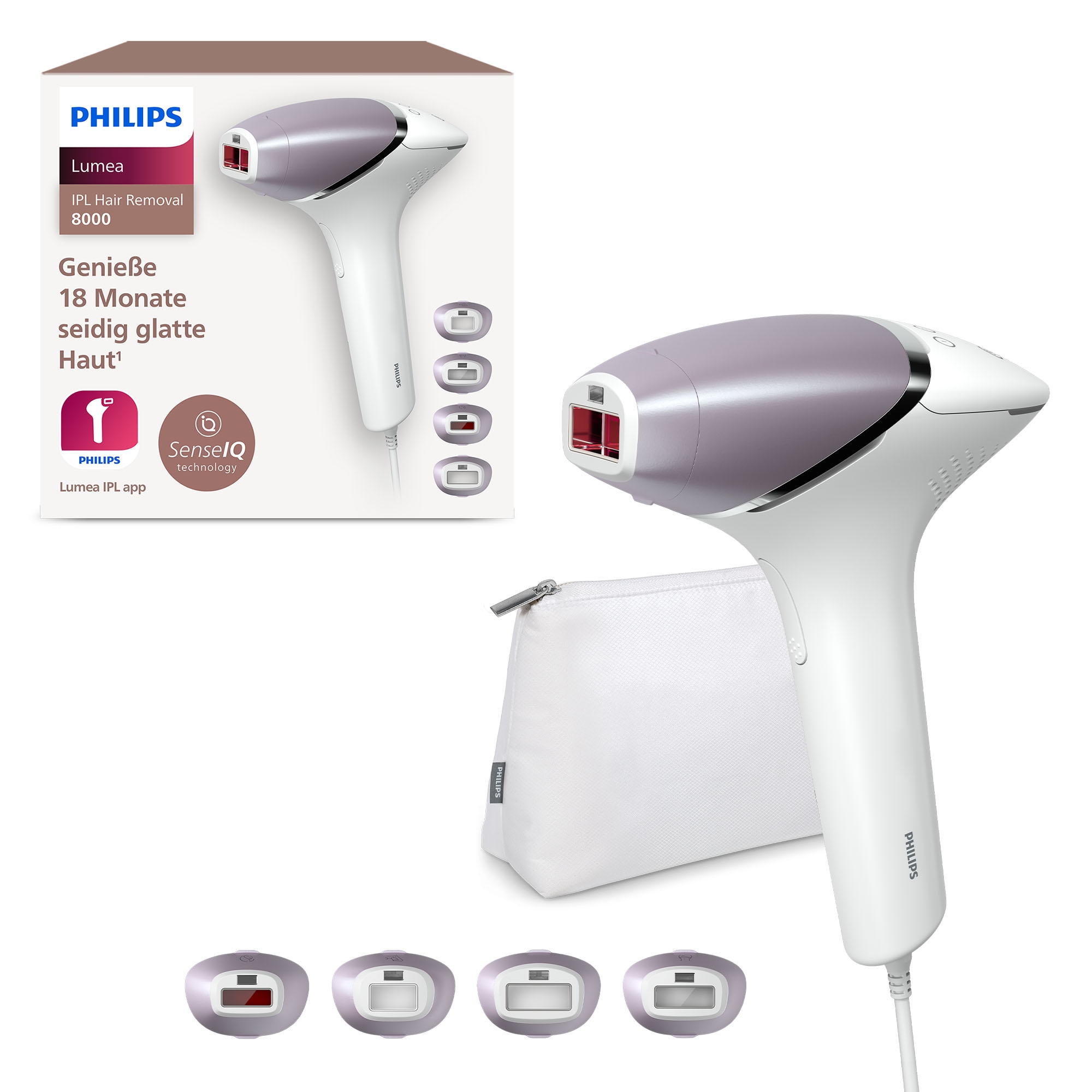 Philips IPL-Haarentferner »Lumea S8000 BRI947/00«, 450.000 Lichtimpulse, 4 Aufsätze (Achseln, Bikinizone, Körper und Gesicht)