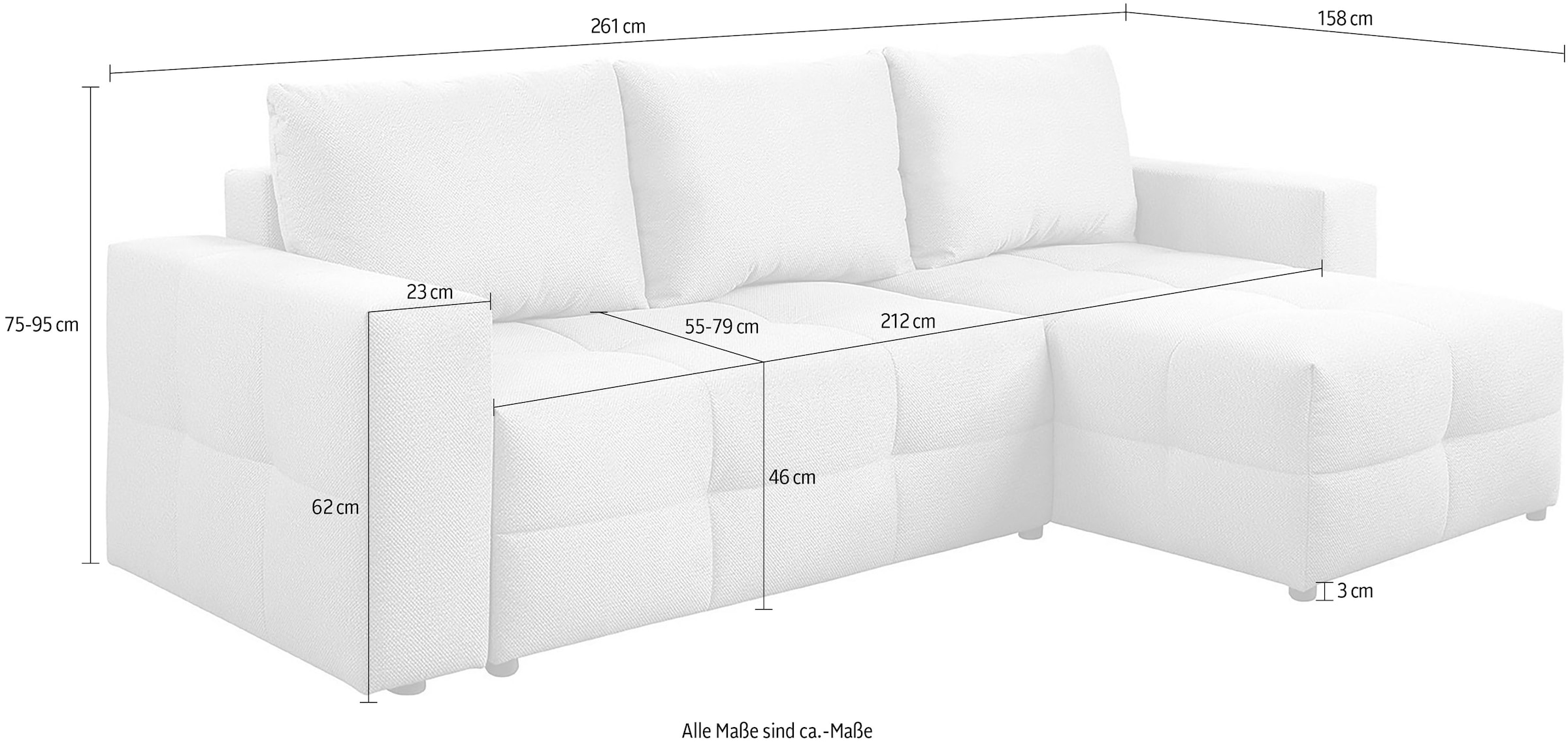 exxpo - sofa fashion Canapé d'angle Praktische Funktionsecke mit Federkern, Bettfunktion und Stauraum