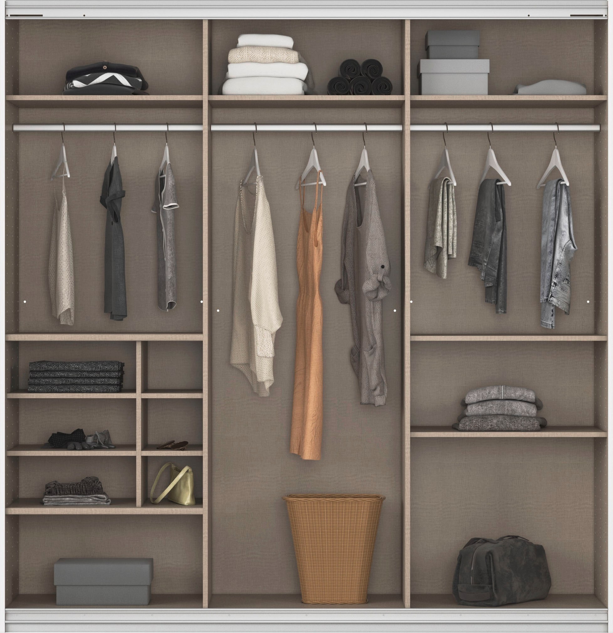 rauch Schwebetürenschrank »Kleiderschrank Schrank Garderobe Wäscheschrank TOMA« inkl. Regaleinsatz sowie zusätzlichen Einlegeböden MADE IN GERMANY