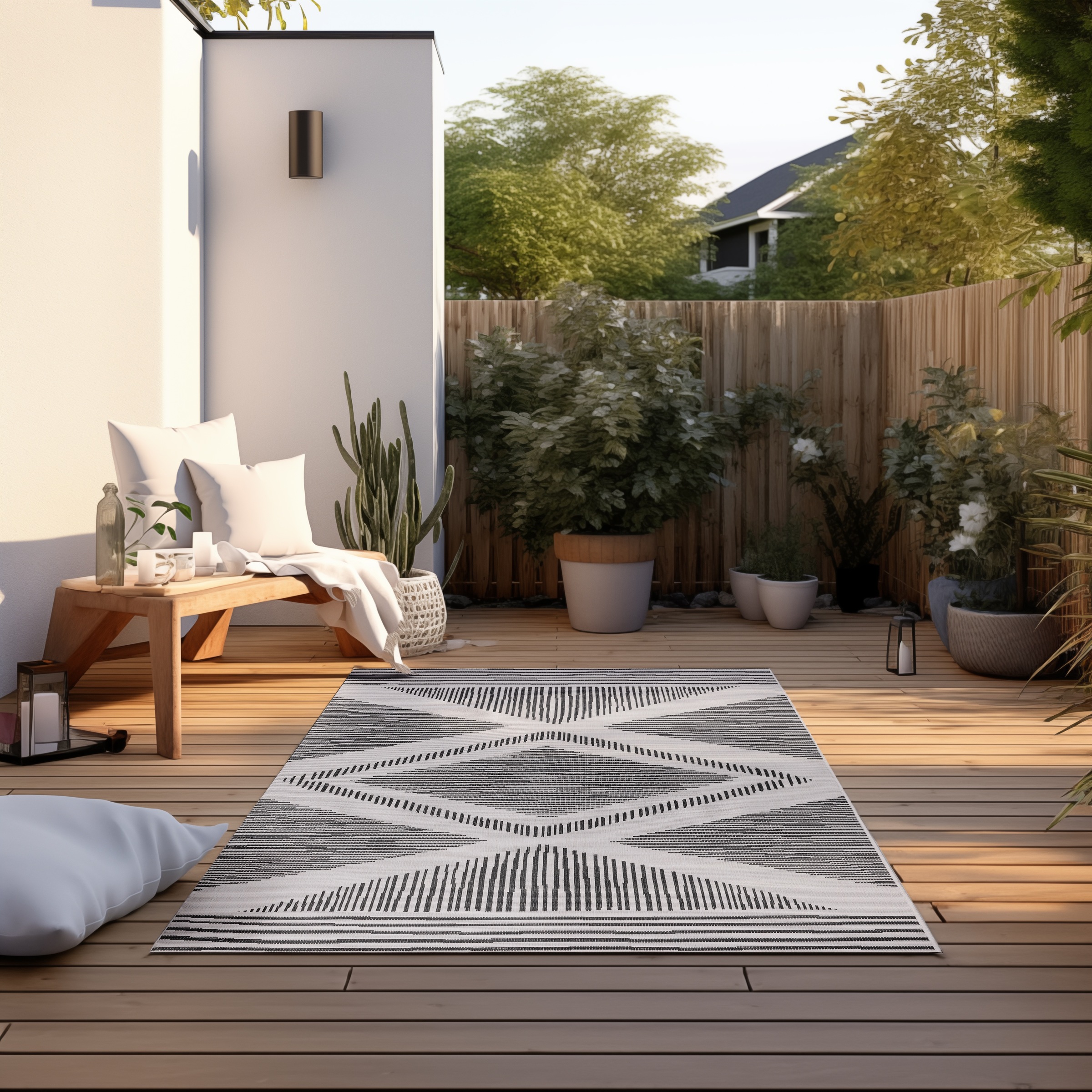 Image of ELLE DECORATION Teppich "Rhombus, In- und Outdoor" rechteckig 5 mm Höhe Flachgewebe, In-& Outdoor, Modern, Wendeteppich, Balkon, Wohnzimmer