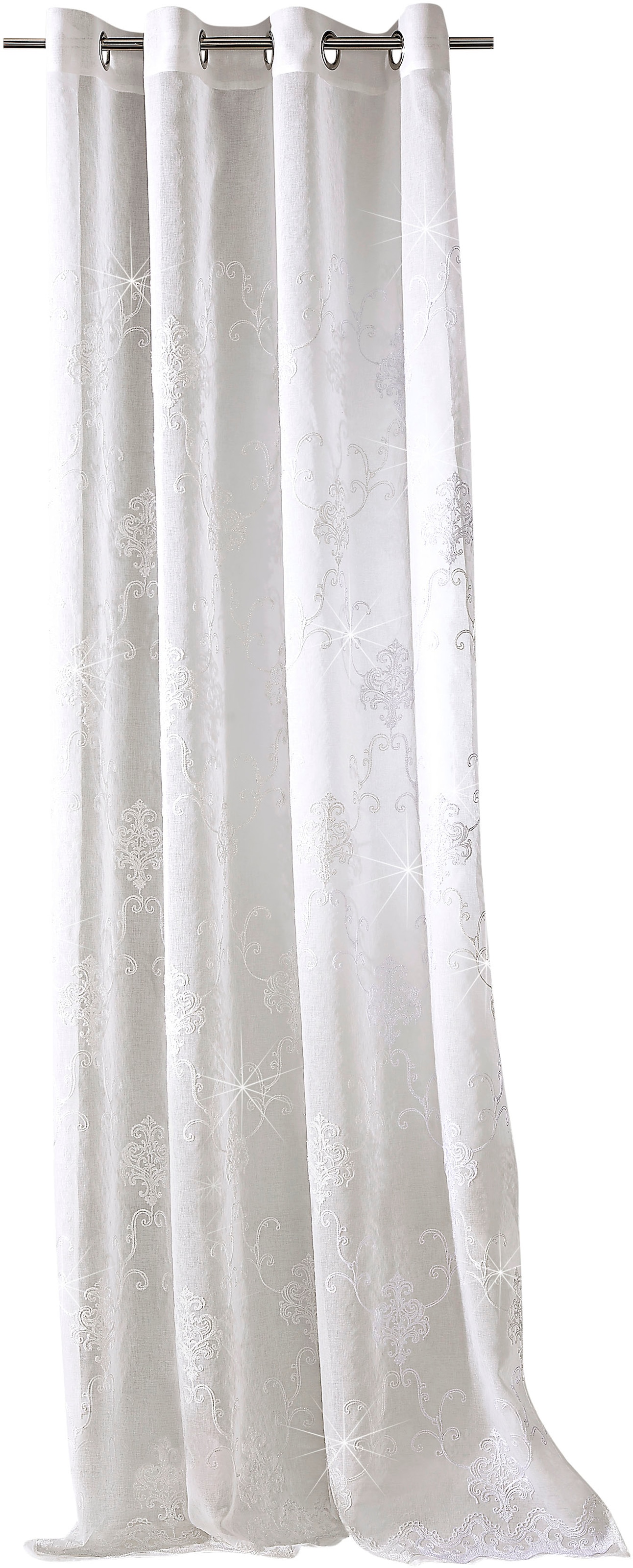 Image of Weckbrodt Vorhang "Agatha" Ösen 1 Stk. tlg. Barock-Stickerei und Lurexfäden, Gardine, Store